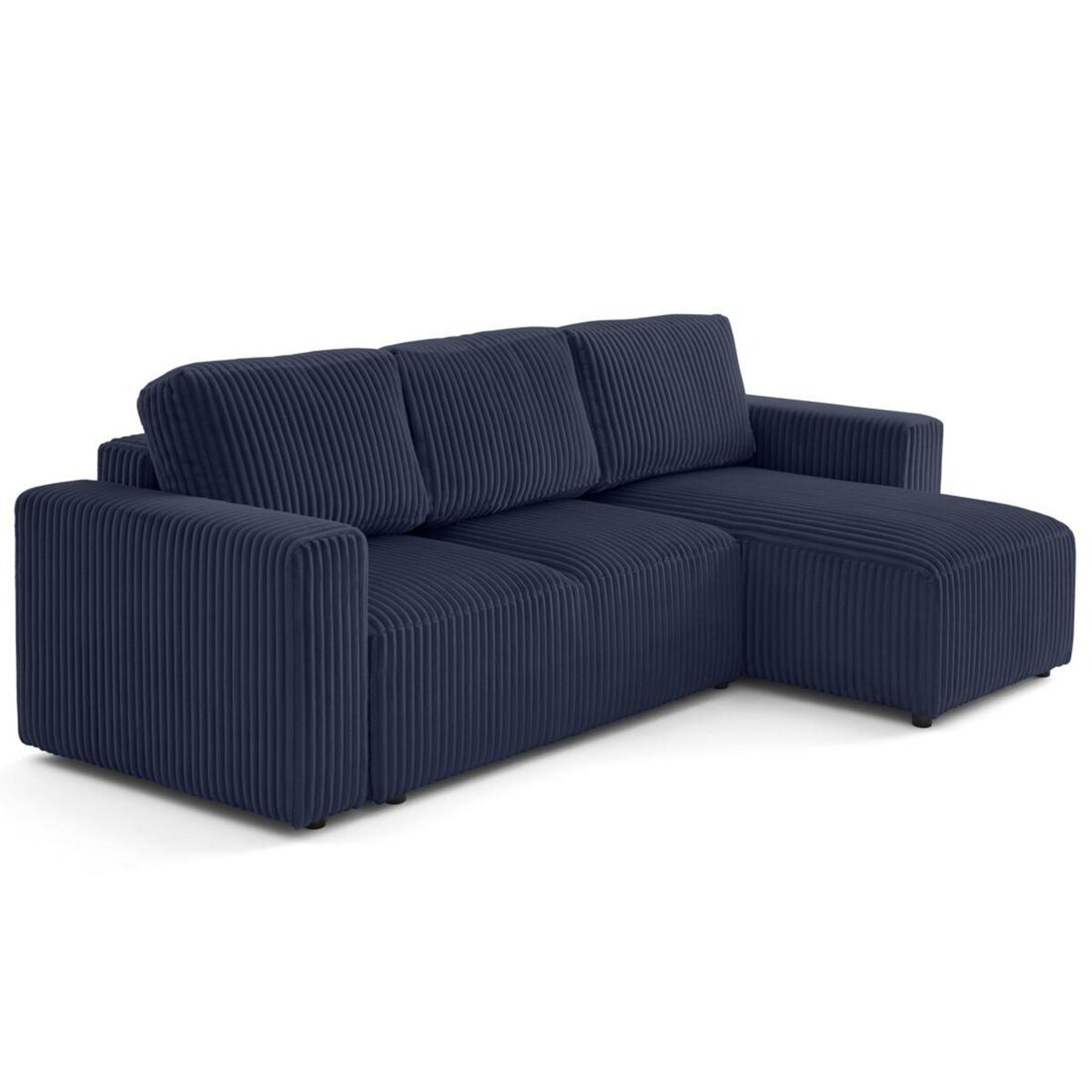 LISA DESIGN Livy - canapé d'angle réversible 4 places convertible avec coffre en velours côtelé grosses côtes