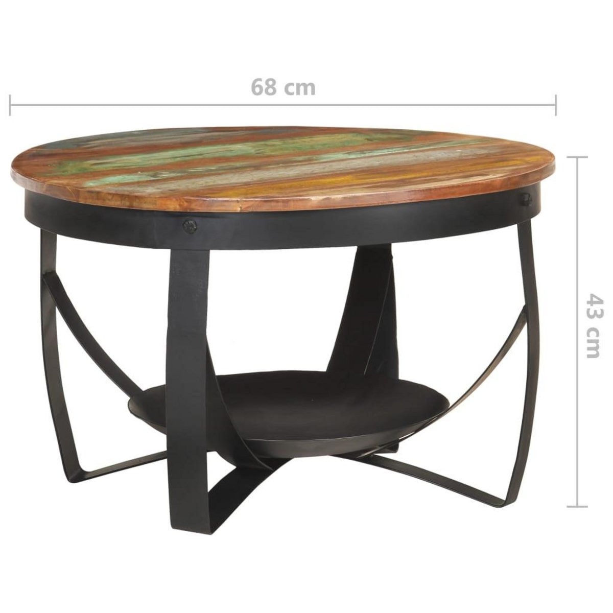 VIDAXL Table basse Ø68x43 cm Bois de recuperation massif