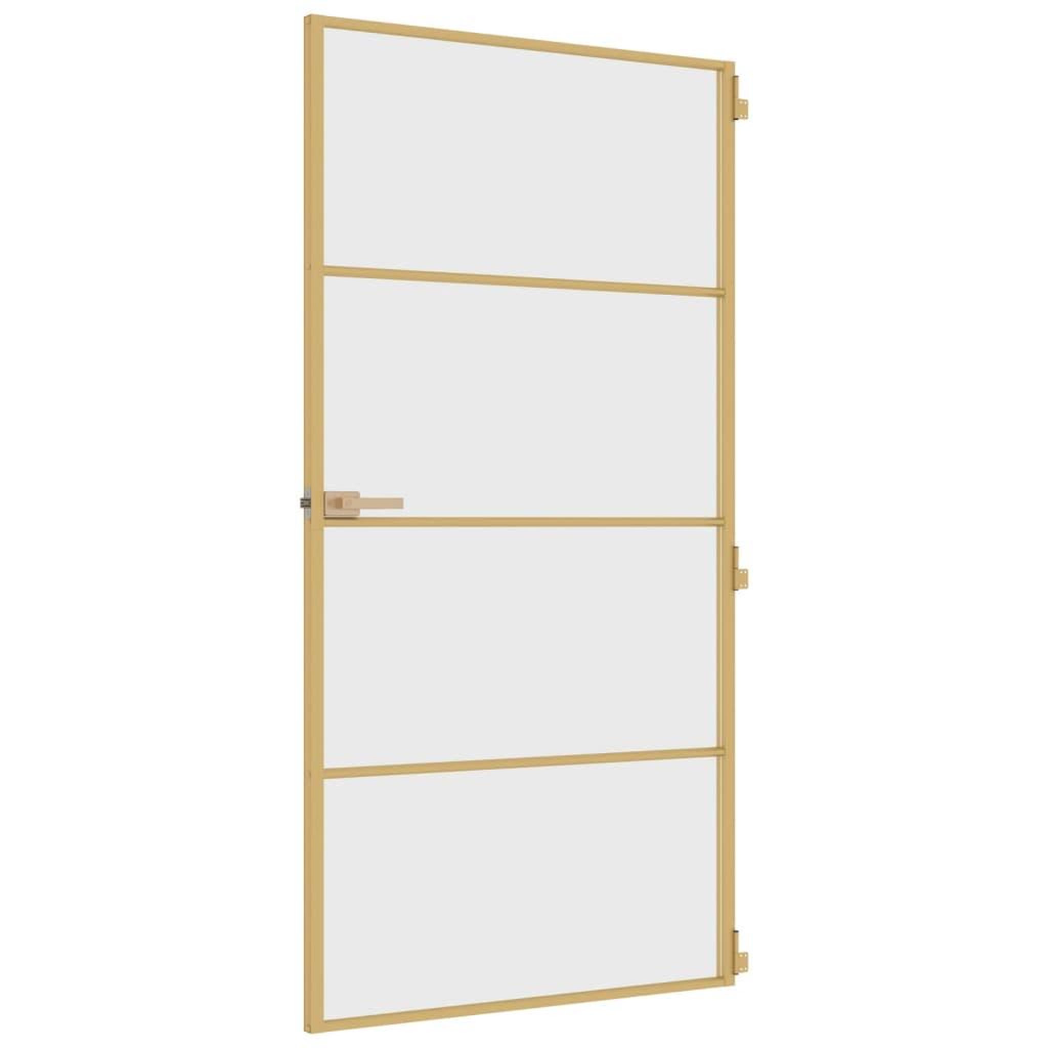 Voir la diapositive 5 : VIDAXL Porte interieure mince dore verre trempe aluminium