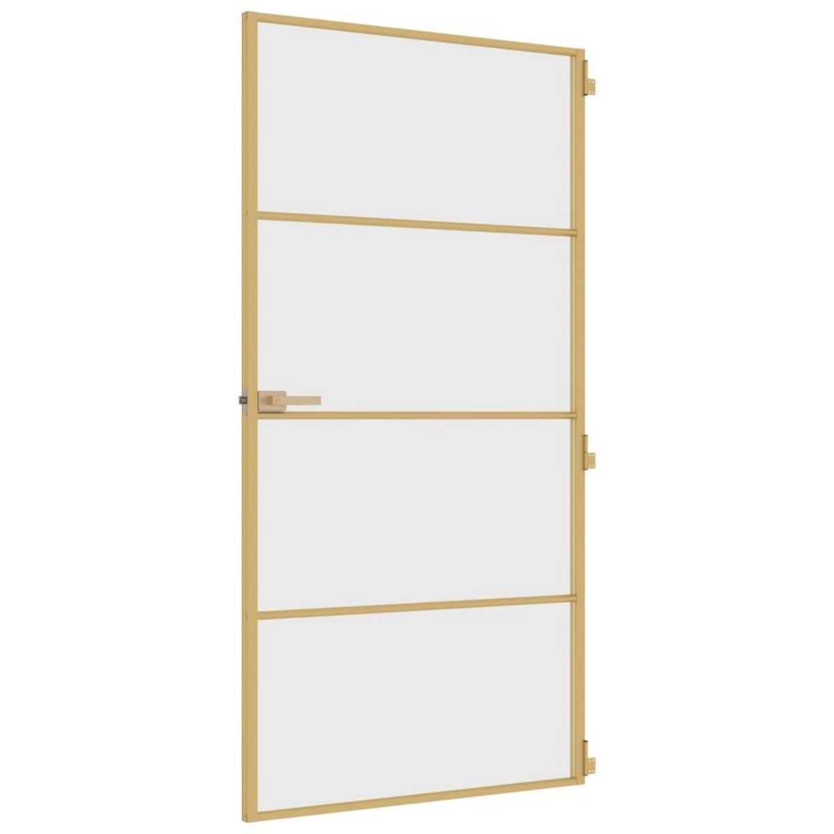 VIDAXL Porte interieure mince dore verre trempe aluminium