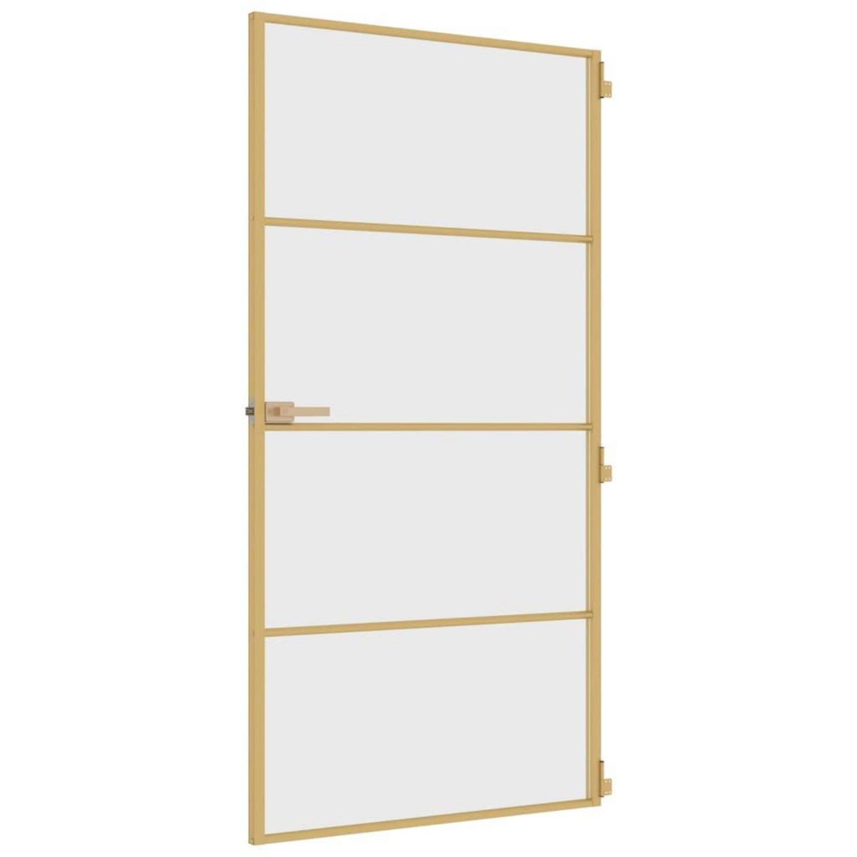 VIDAXL Porte interieure mince dore verre trempe aluminium