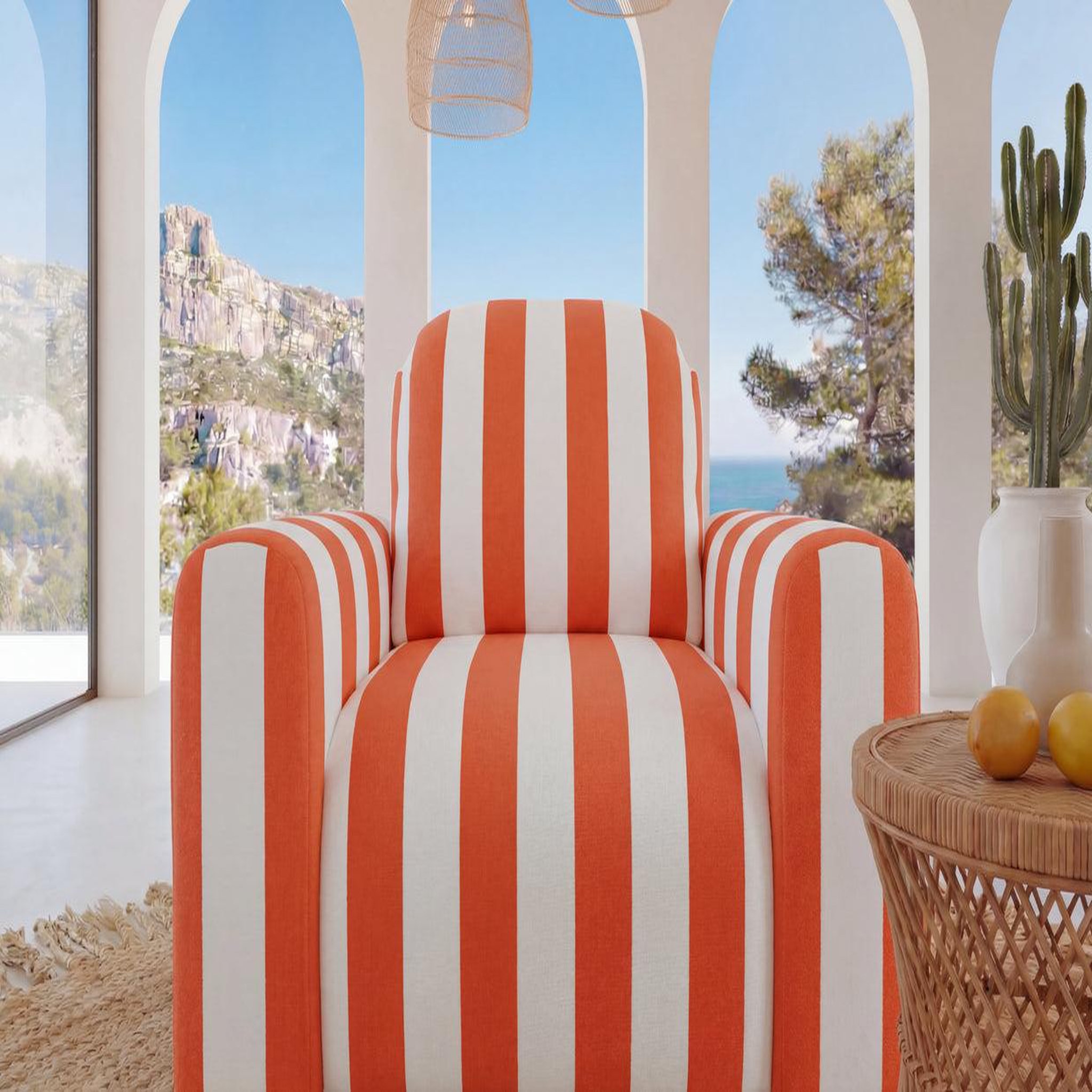 Voir la diapositive 5 : CASANOVA PARIS Elvis - fauteuil tissu rayé