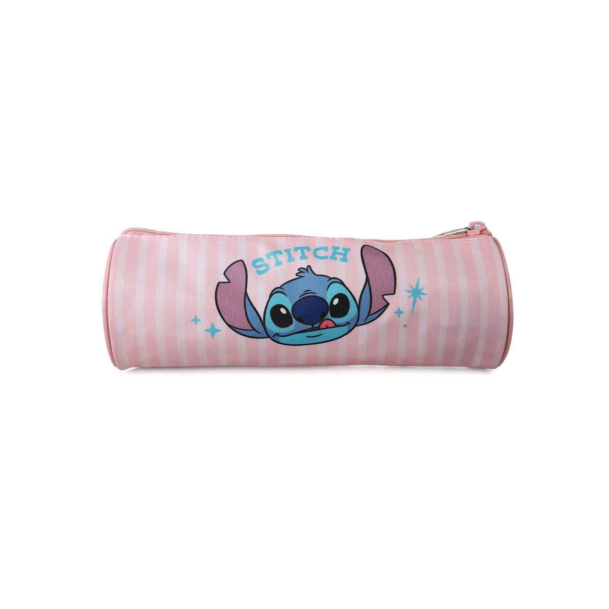 Bagtrotter Stitch - Trousse scolaire ronde - Rose - 1 compartiment