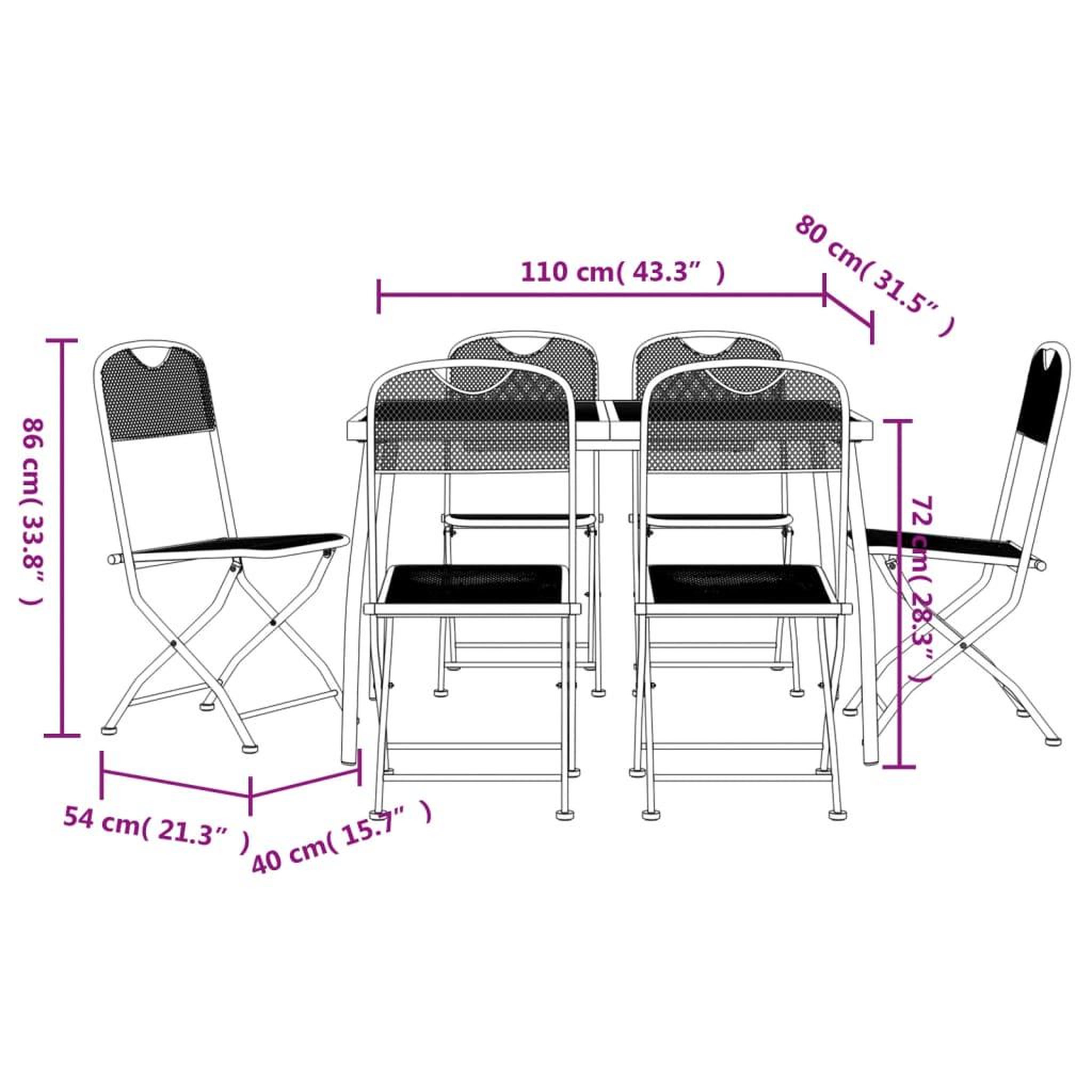 Voir la diapositive 6 : VIDAXL Ensemble a manger de jardin 7 pcs anthracite metal maille