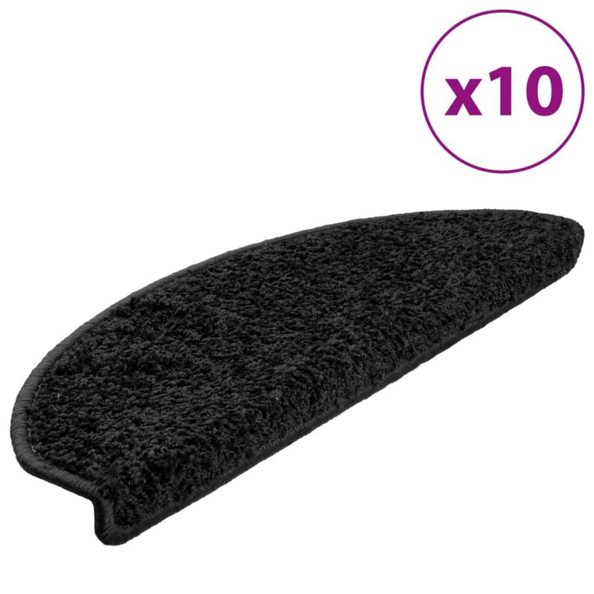 VIDAXL Tapis d'escalier 10 pcs 65x21x4 cm Noir