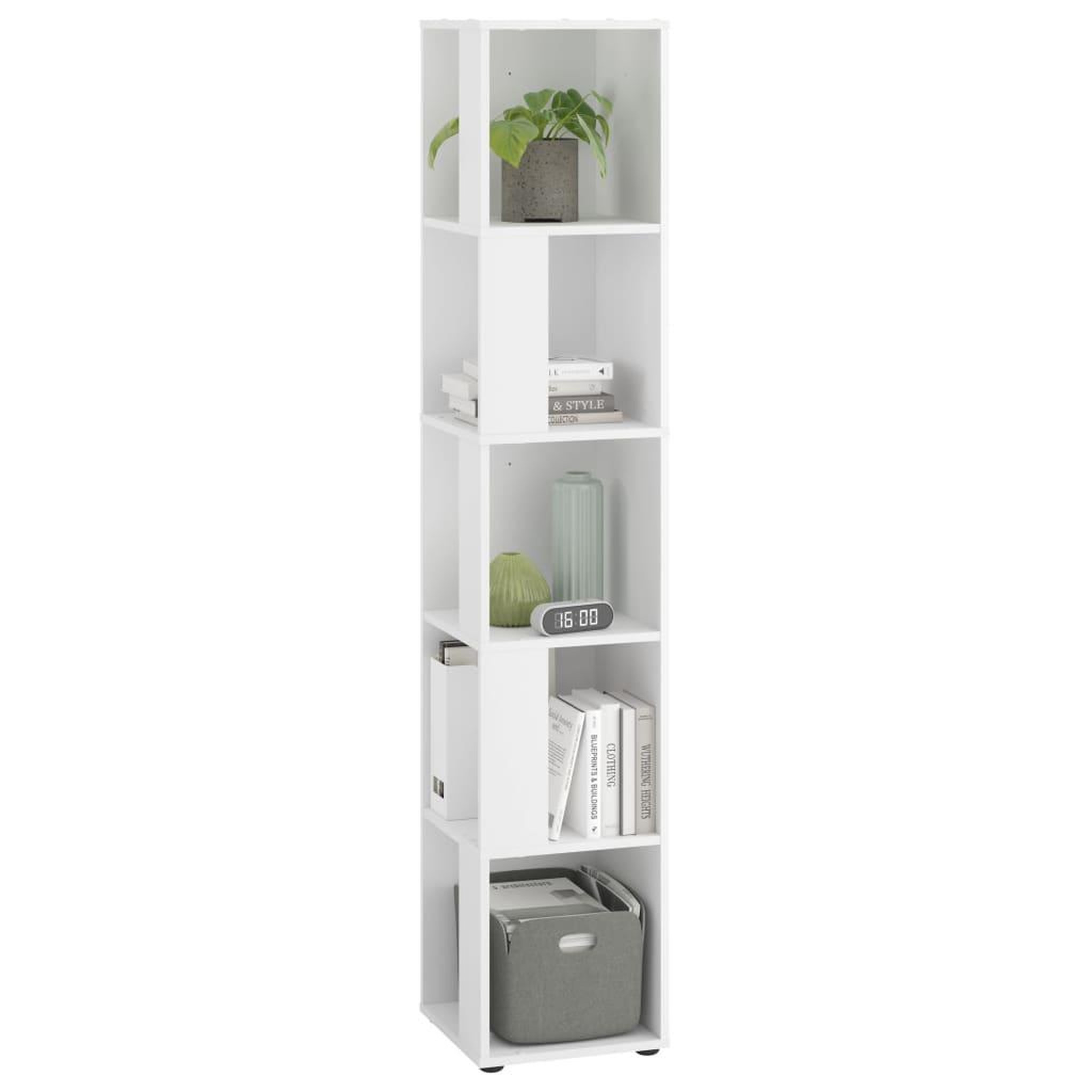 Voir la diapositive 1 : FMD FMD Etagere d'angle avec 10 compartiments lateraux blanc