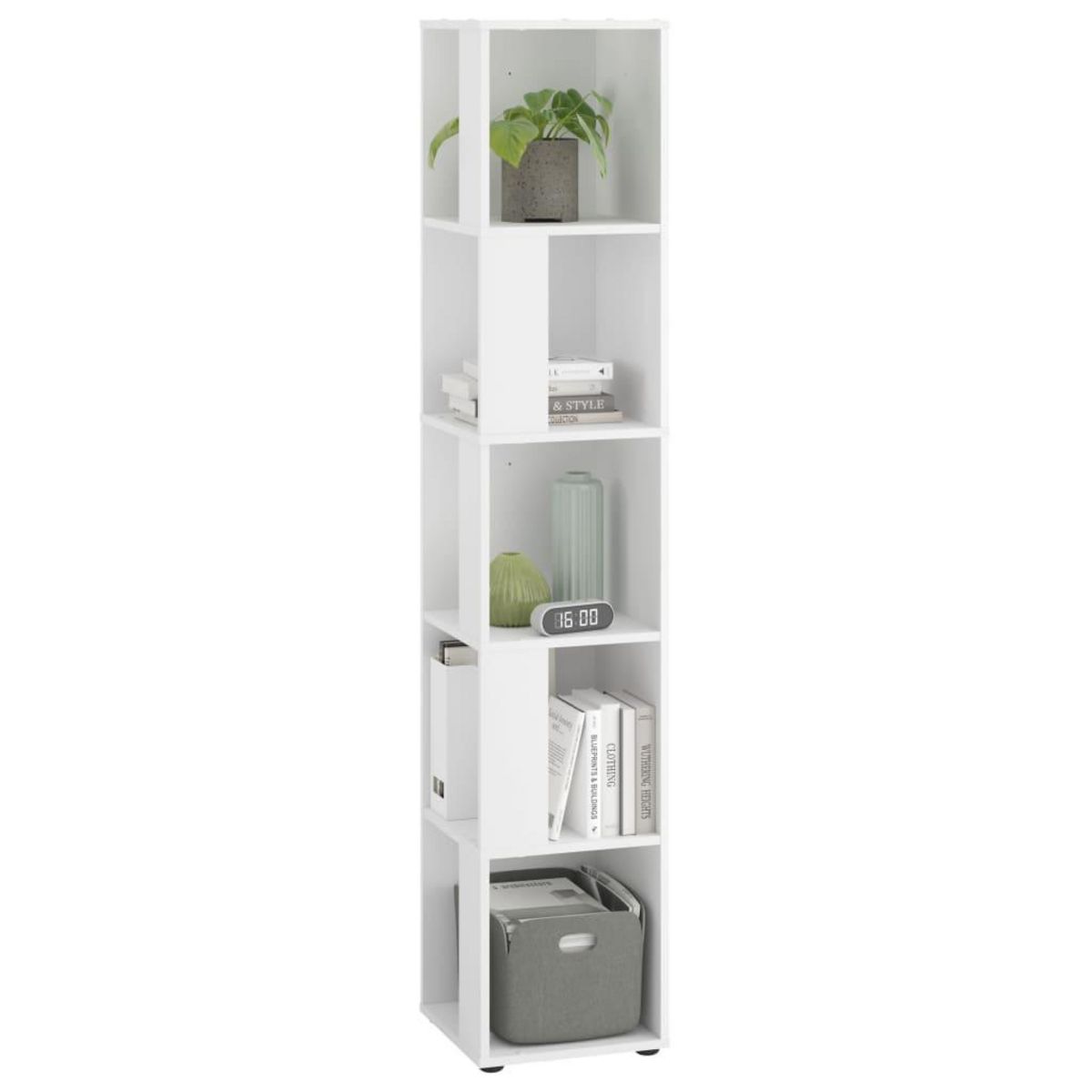 FMD FMD Etagere d'angle avec 10 compartiments lateraux blanc