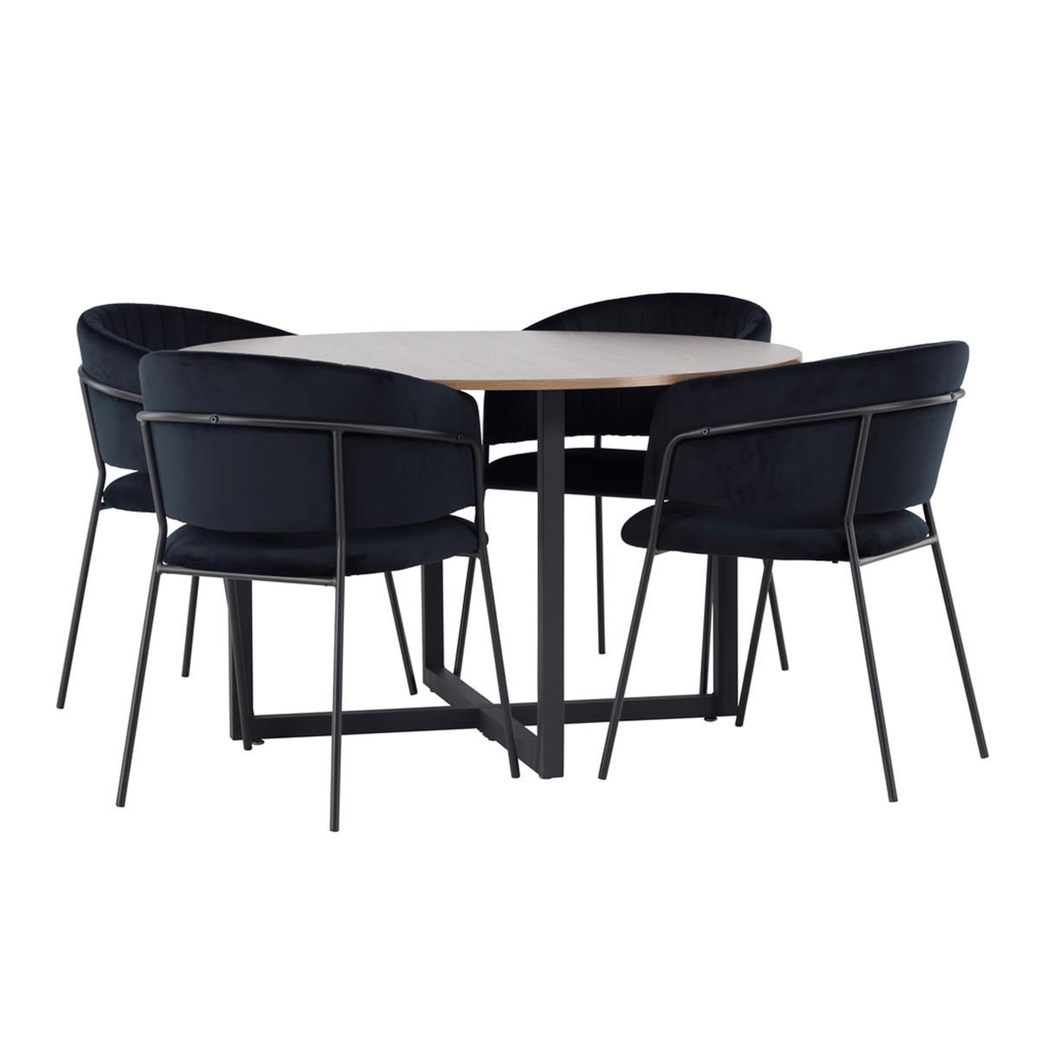 Paris Prix Ensemble table à manger & 4 chaises  durango & salma  120cm noyer & noir