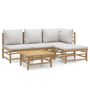 Voir la diapositive 2 : VIDAXL Salon de jardin 5 pcs avec coussins gris clair bambou
