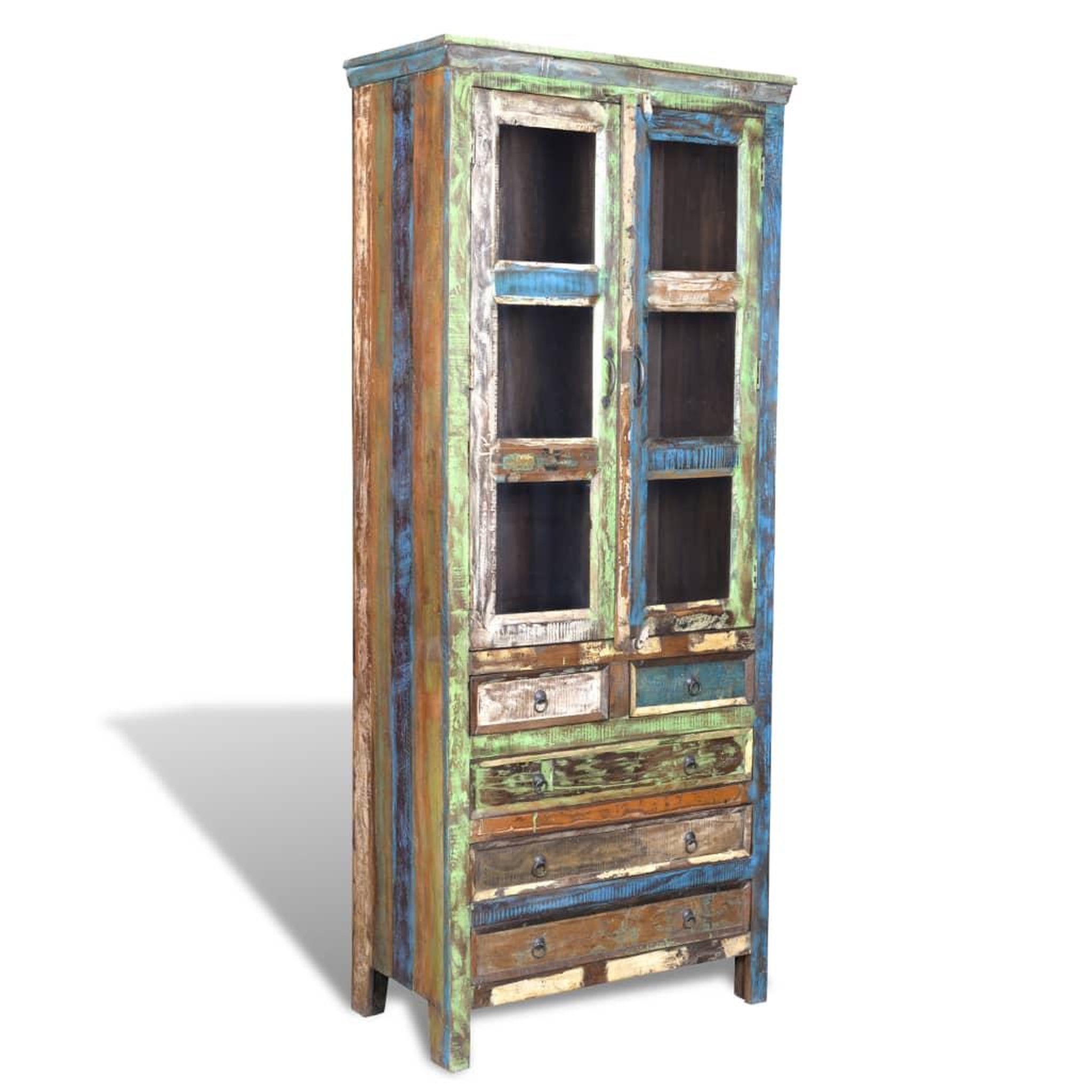 Voir la diapositive 5 : VIDAXL Bibliotheque multicolore 5 tiroirs et 2 portes Bois recupere