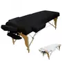 VIVEZEN Table de massage 15 cm pliante 2 zones en bois avec panneau Reiki + Accessoires et housse de transport