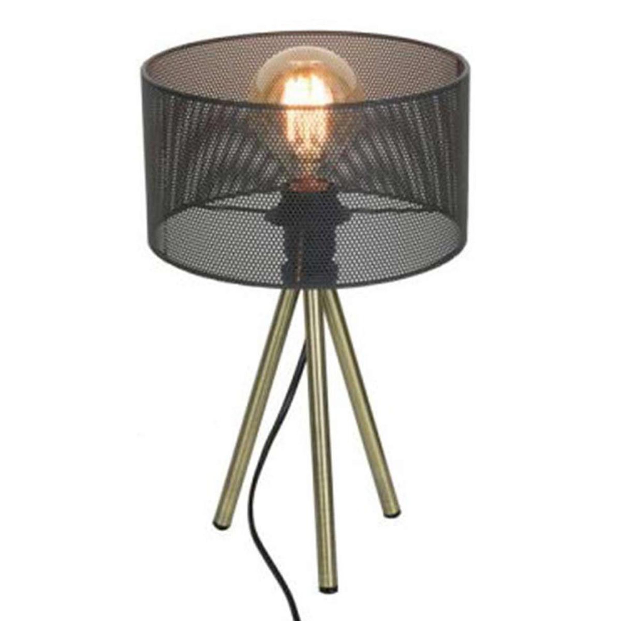 Voir la diapositive 1 : The Home Deco Factory Lampe à Poser Trépied  Perforée  38cm Gris