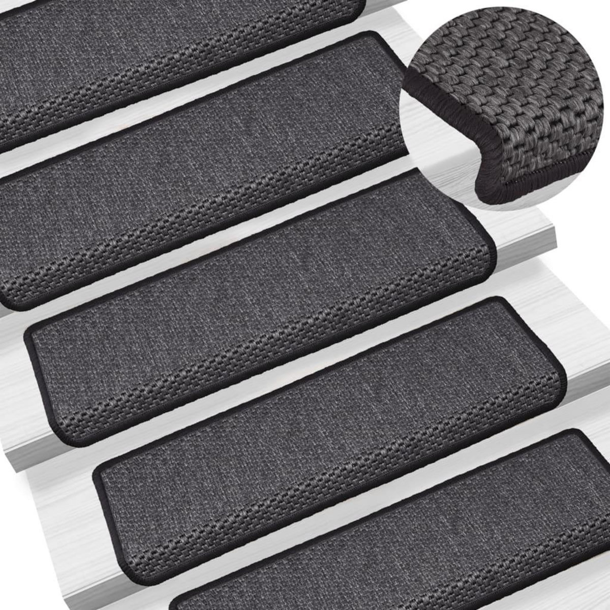 VIDAXL Tapis d'escalier autocollants 15 pcs 65x21x4 cm Anthracite
