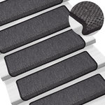 VIDAXL Tapis d'escalier autocollants 15 pcs 65x21x4 cm Anthracite