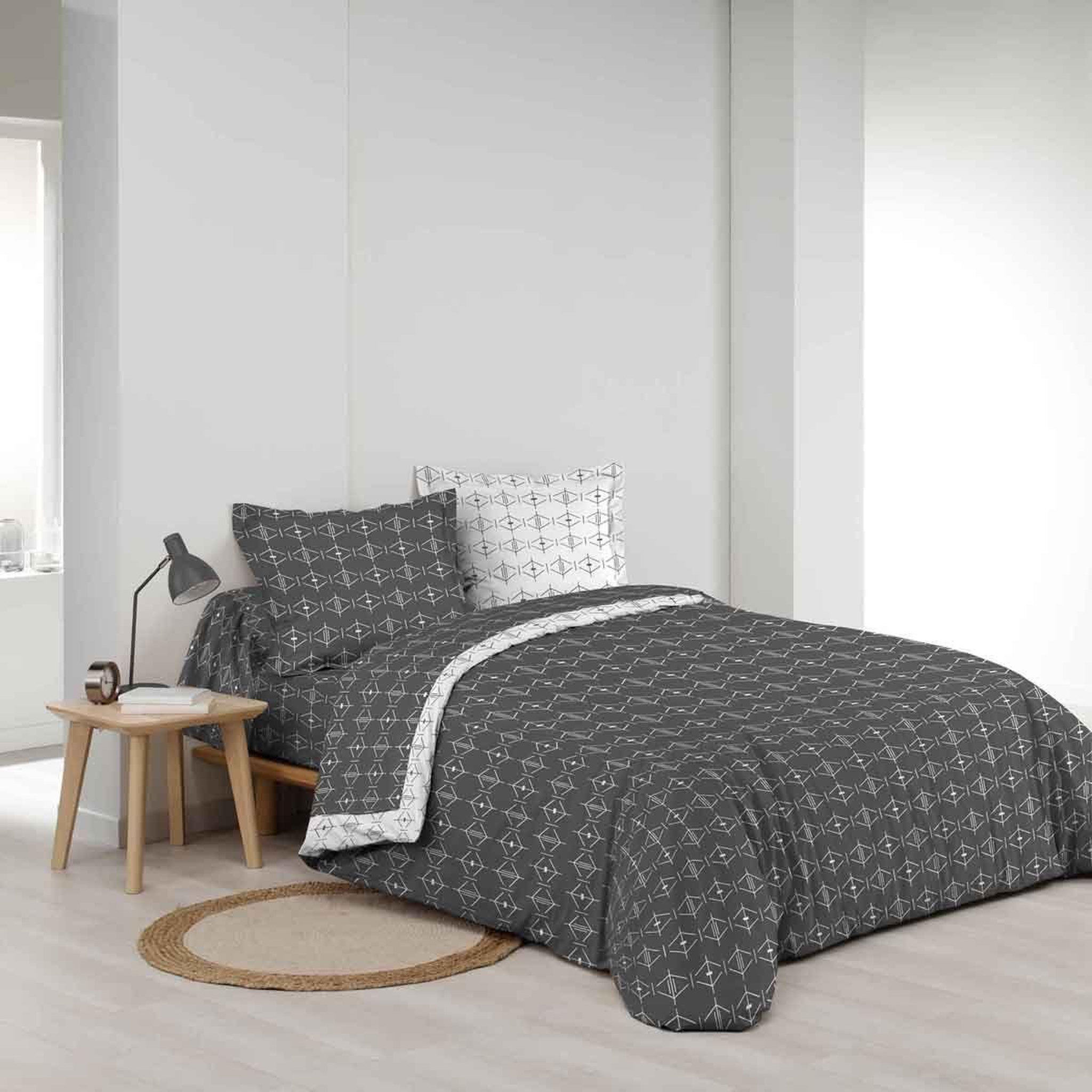 Voir la diapositive 3 : Douceur d'Intérieur Housse de couette  aristide  240x220cm anthracite