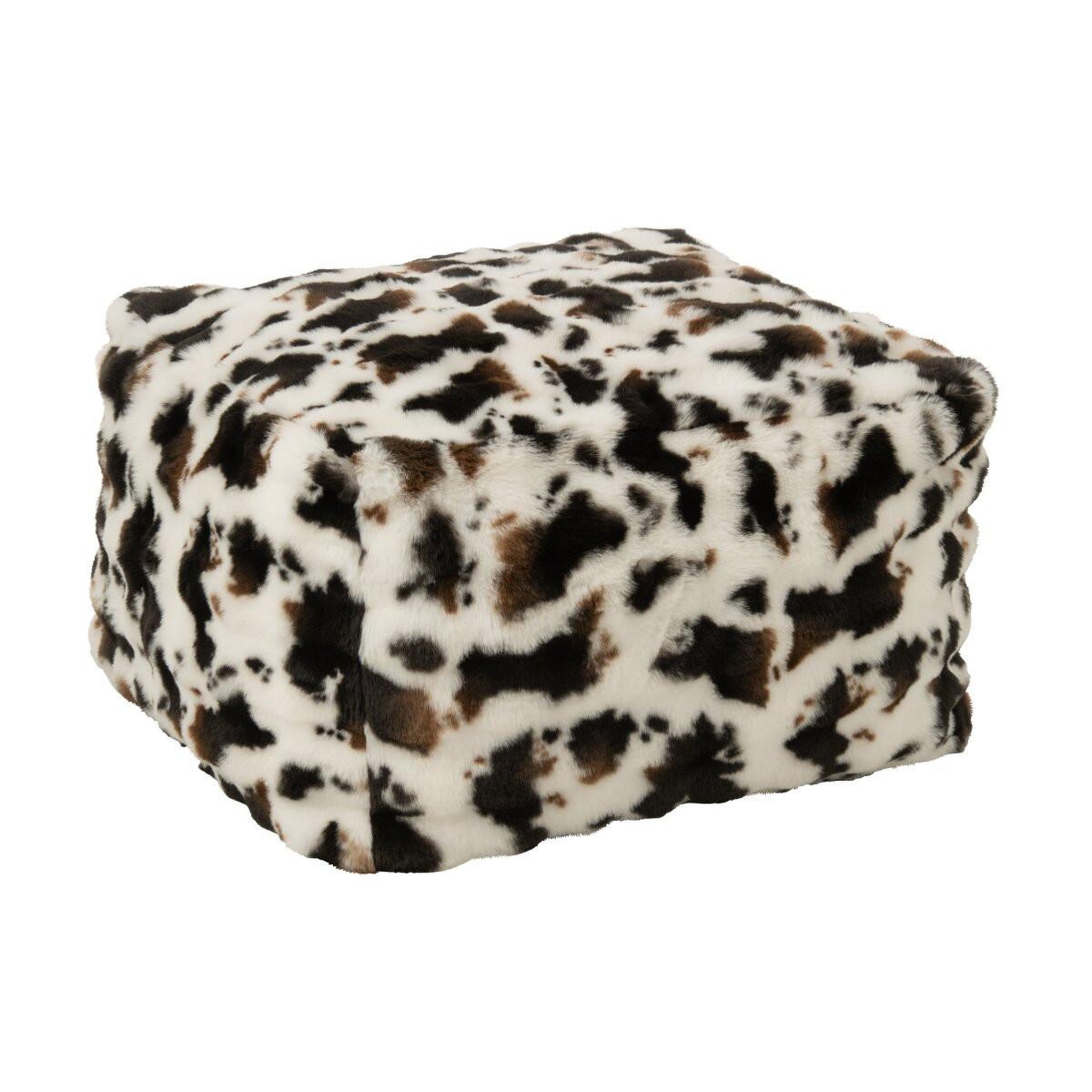 J-LINE Pouf carré vache  ulf  70cm blanc & marron