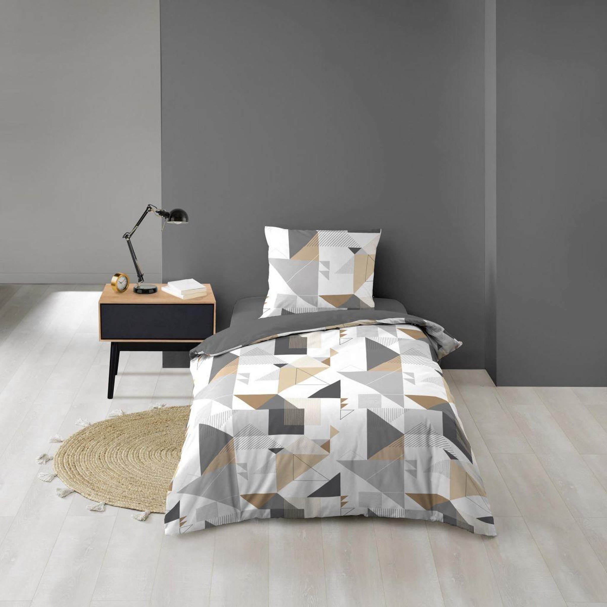 Douceur d'Intérieur Parure de Lit 2 Pièces  Trigone  140x200cm Gris
