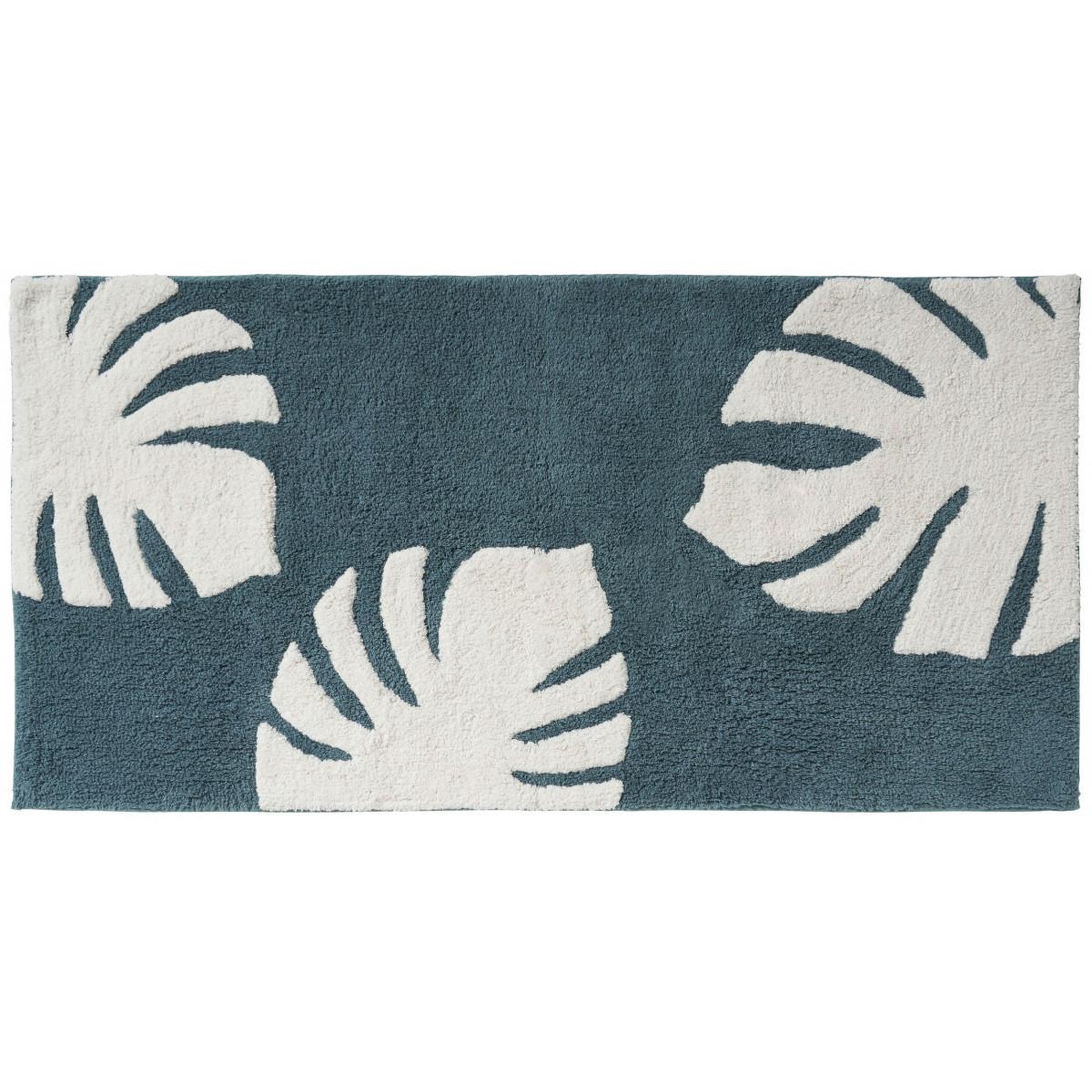 Voir la diapositive 1 : GUY LEVASSEUR Tapis de bain déco feuilles en coton tufté 60x120cm