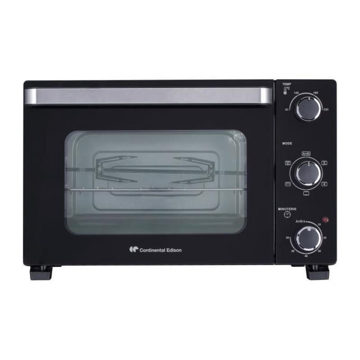 CONTINENTAL EDISON CONTINENTAL EDISON CEMF28B2 - Minifour electrique 28L noir - 1500W - Rotissoire, Convection naturelle