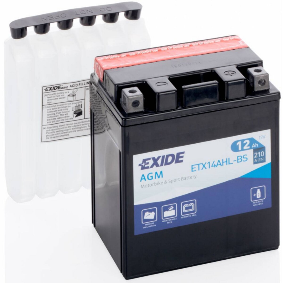 EXIDE Batterie moto Exide ETX14AHL-BS YTX14AHL-BS 12v 12ah 200A pas cher 