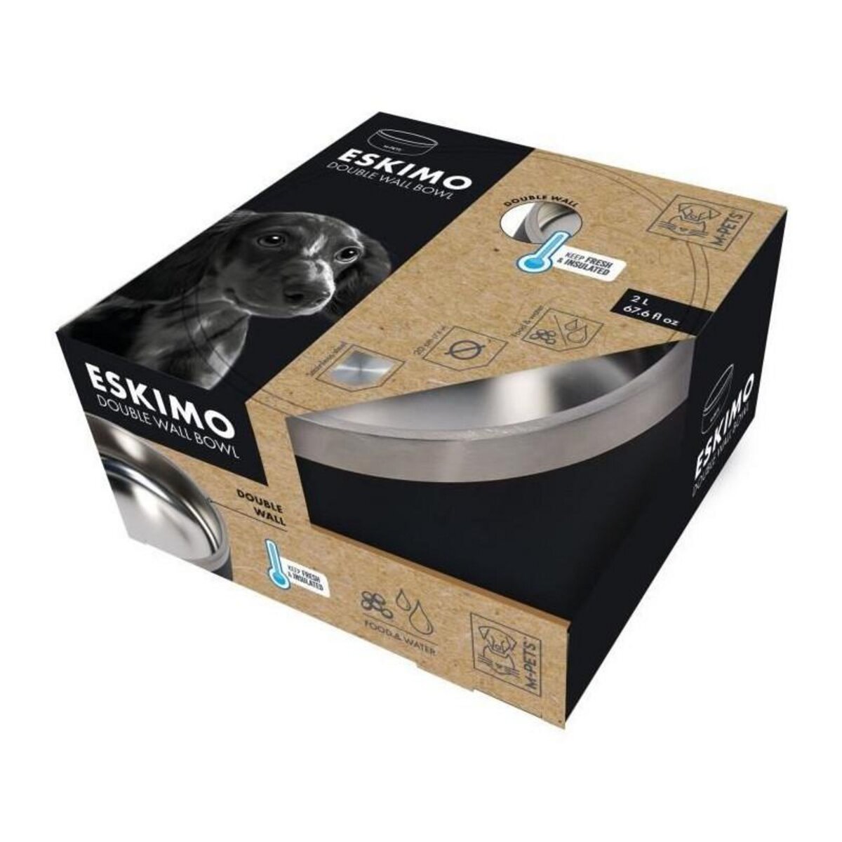 M PETS Gamelle ESKIMO Double paroi 2 L - Mpets - Noire