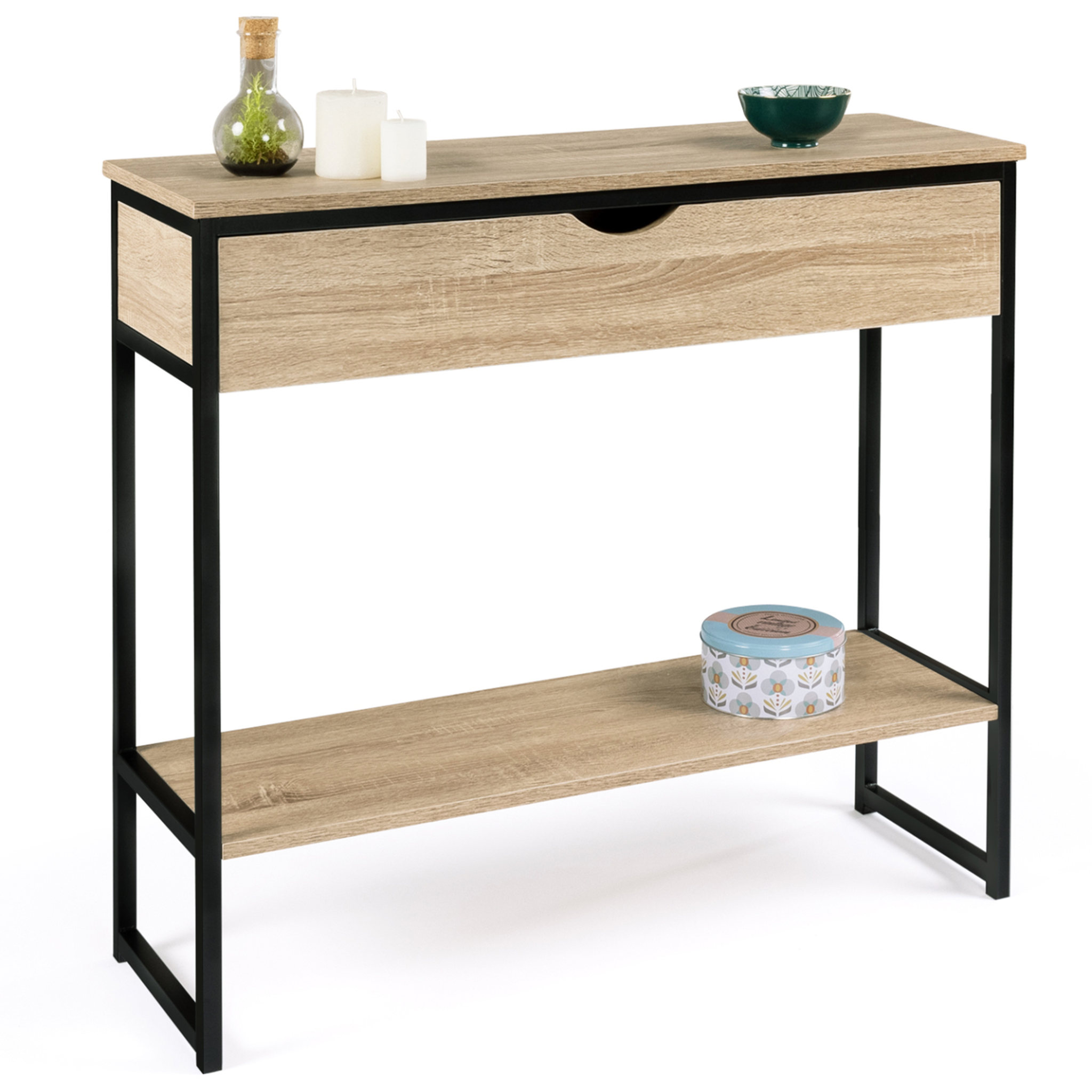 ID MARKET Console 1 tiroir detroit 1 étagère design industriel