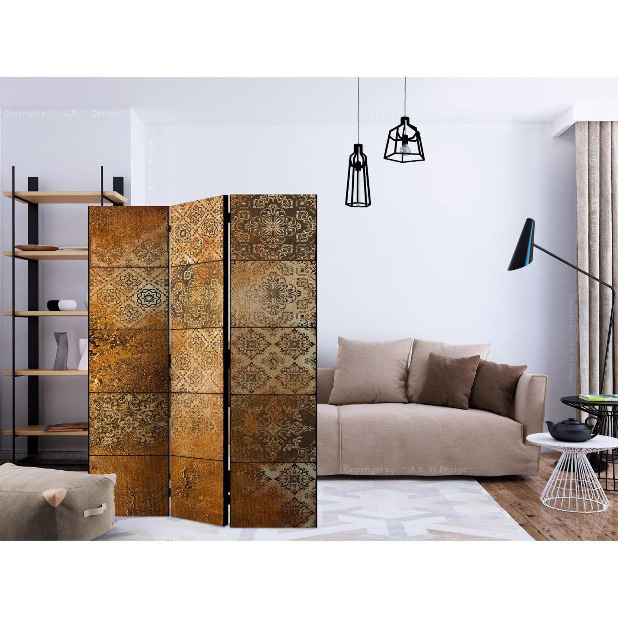 Voir la diapositive 2 : Paris Prix Paravent 3 volets  old tiles  135x172cm