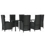 Voir la diapositive 3 : VIDAXL Ensemble a manger de jardin coussins 7pcs Noir Resine tressee