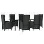 Voir la diapositive 3 : VIDAXL Ensemble a manger de jardin coussins 7pcs Noir Resine tressee