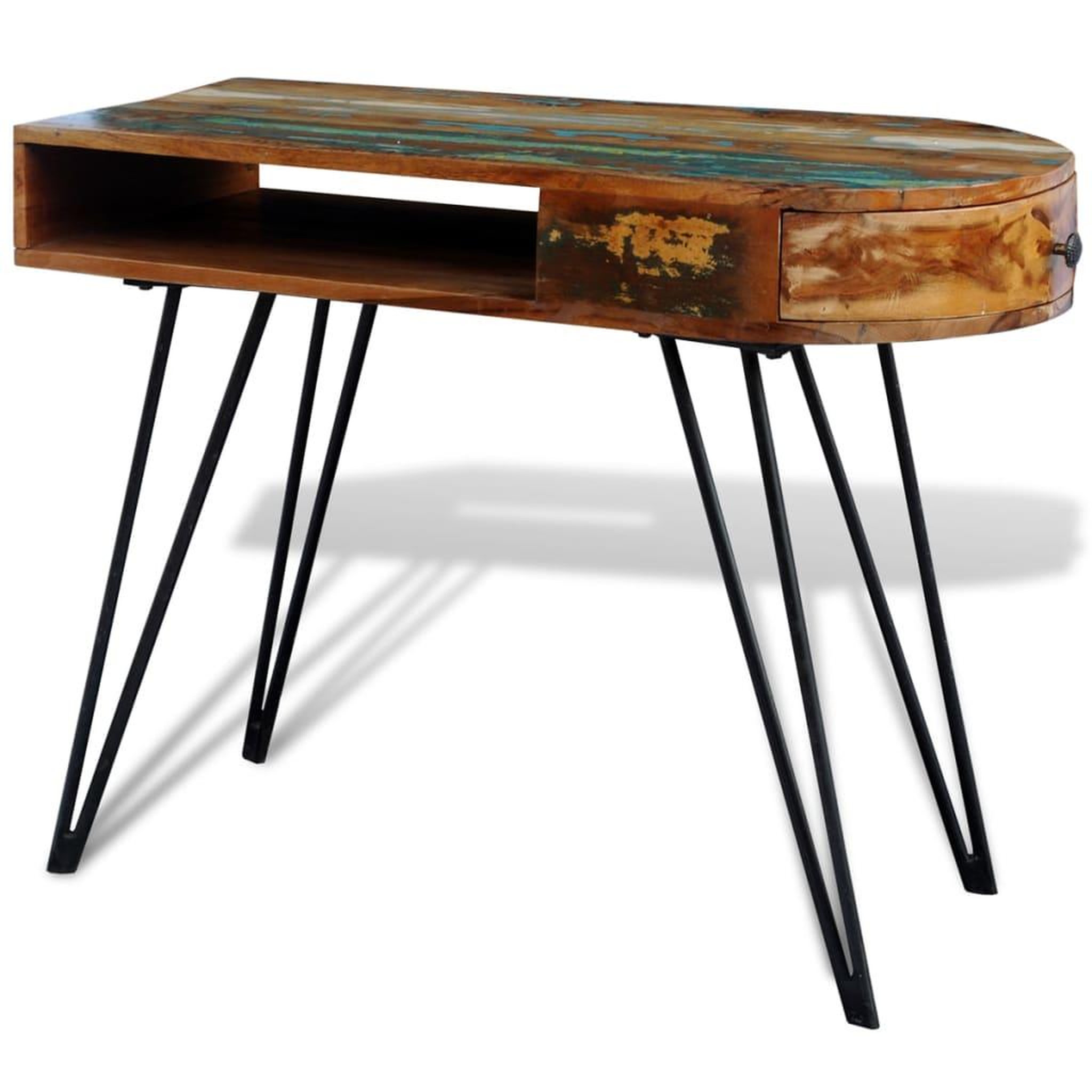 Voir la diapositive 4 : VIDAXL Bureau avec pieds en fer bois de recuperation solide