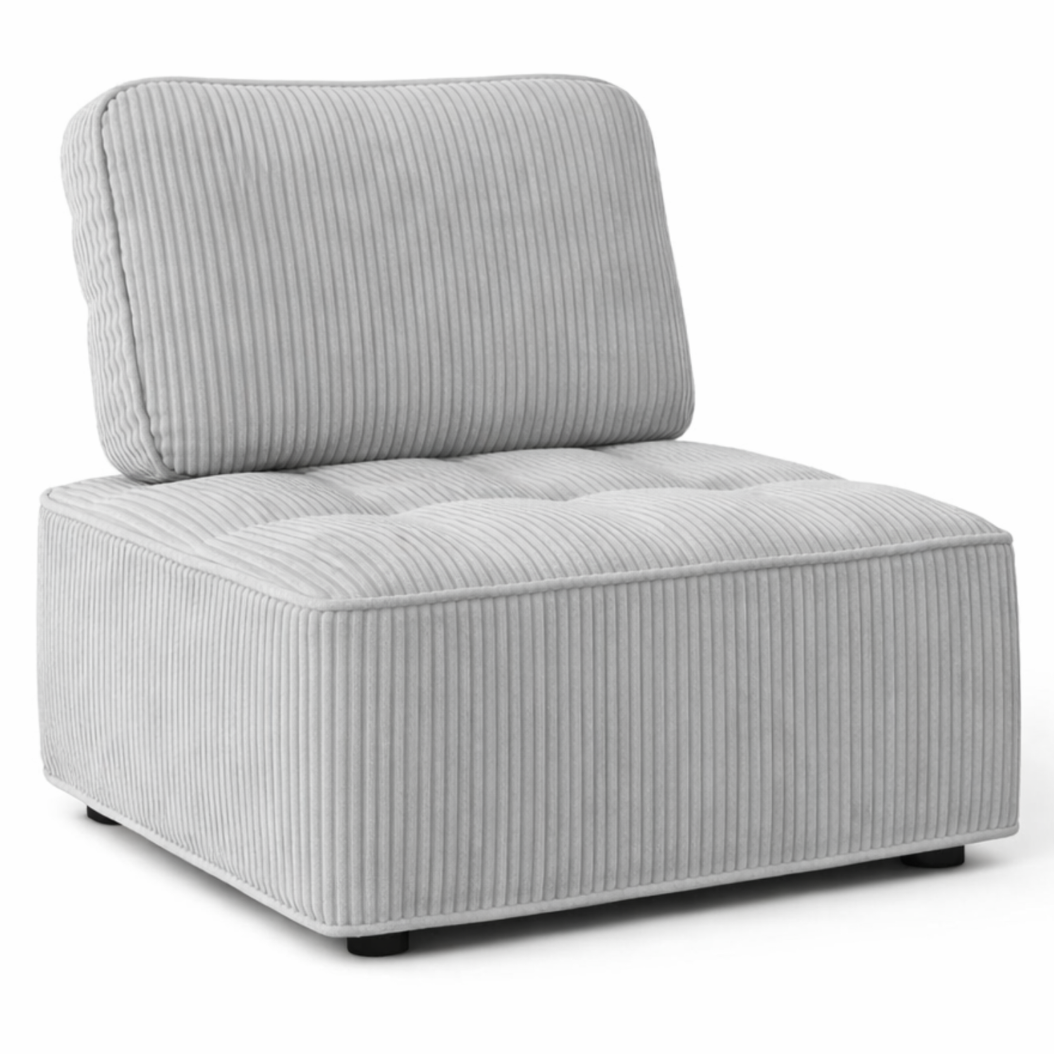 ID MARKET Module de canapé et fauteuil alfie en velours côtelé gris clair