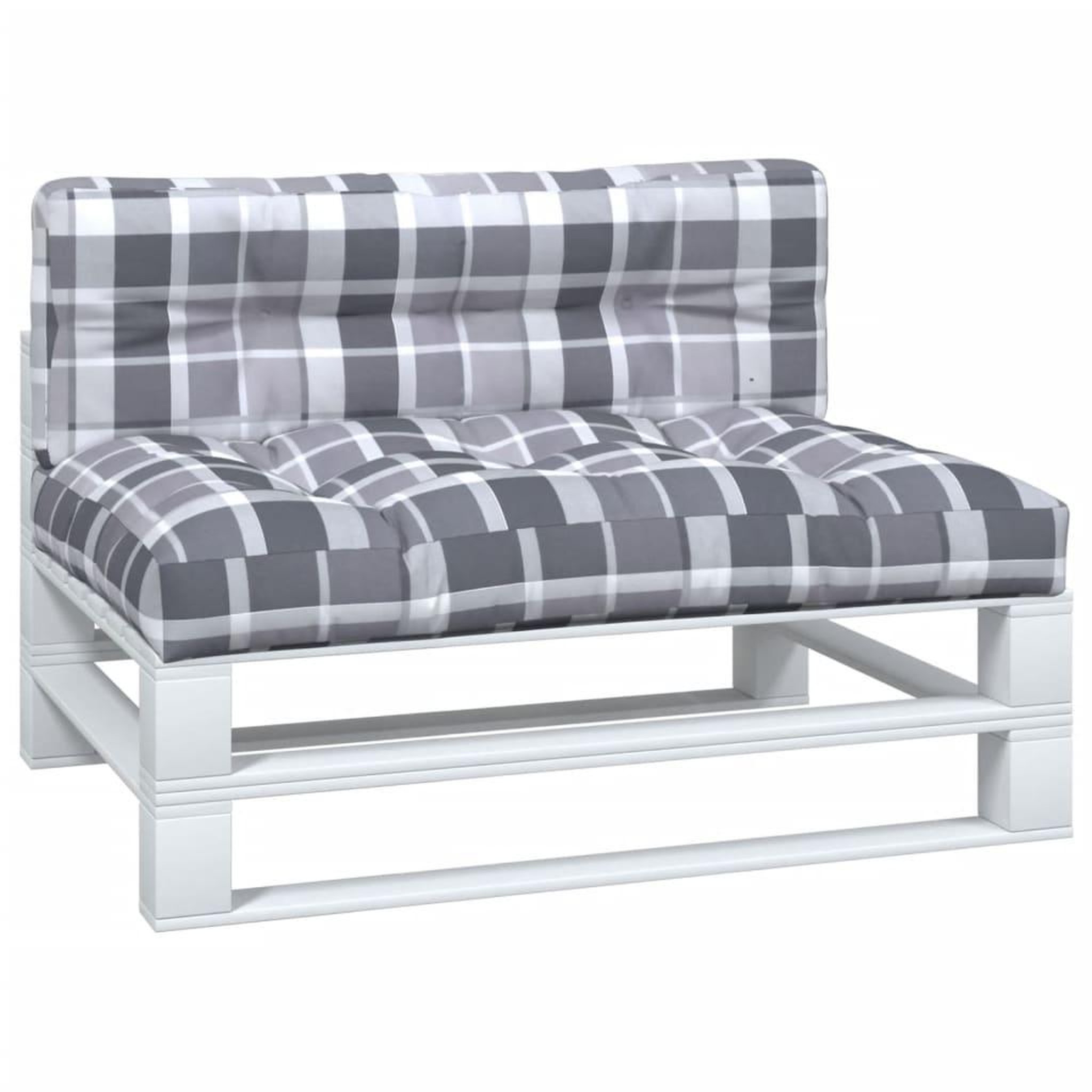 Voir la diapositive 3 : VIDAXL Coussins de palette lot de 2 motif a carreaux gris tissu
