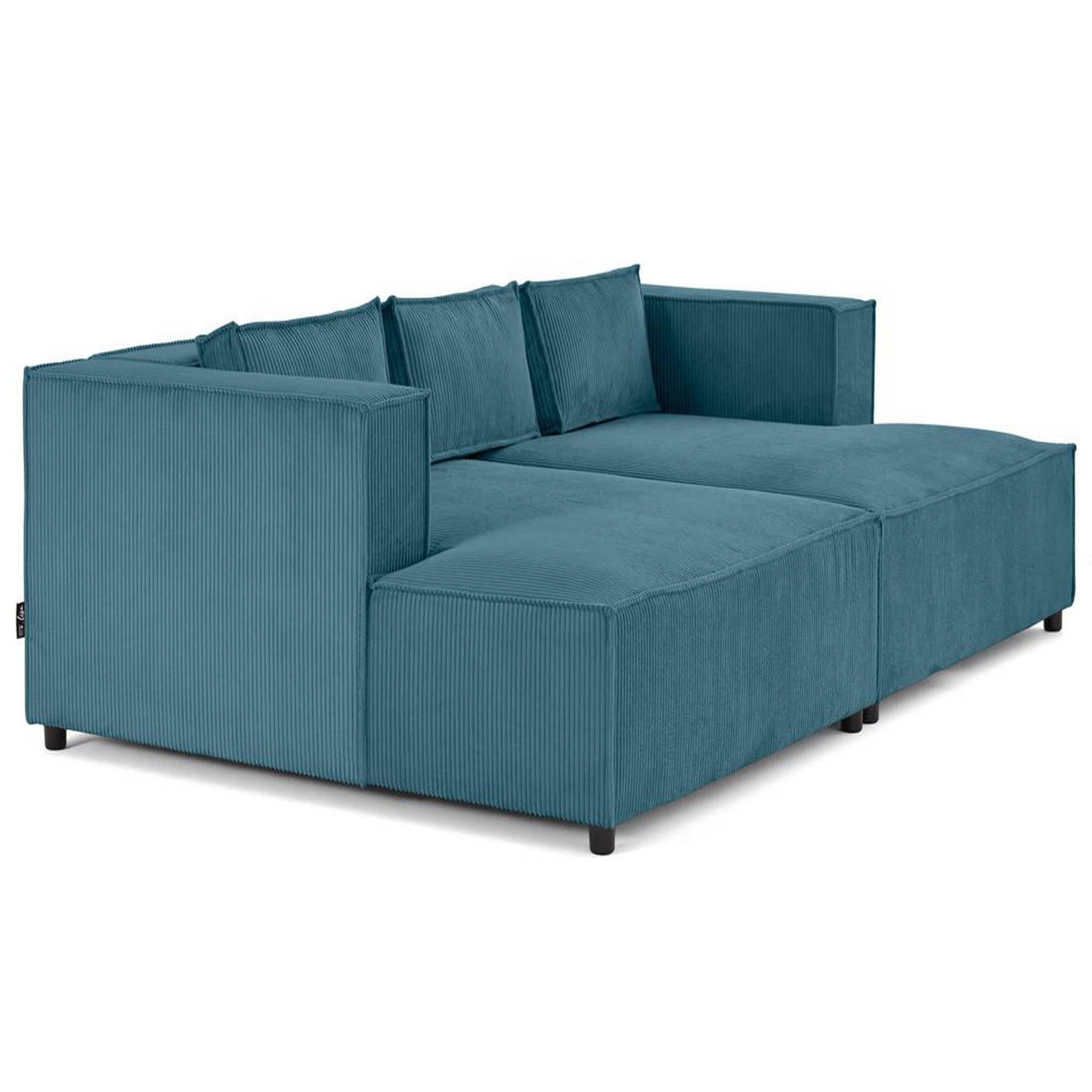 Voir la diapositive 4 : LISA DESIGN Stella - canapé droit 3 places avec double méridienne - assise profonde - en velours côtelé