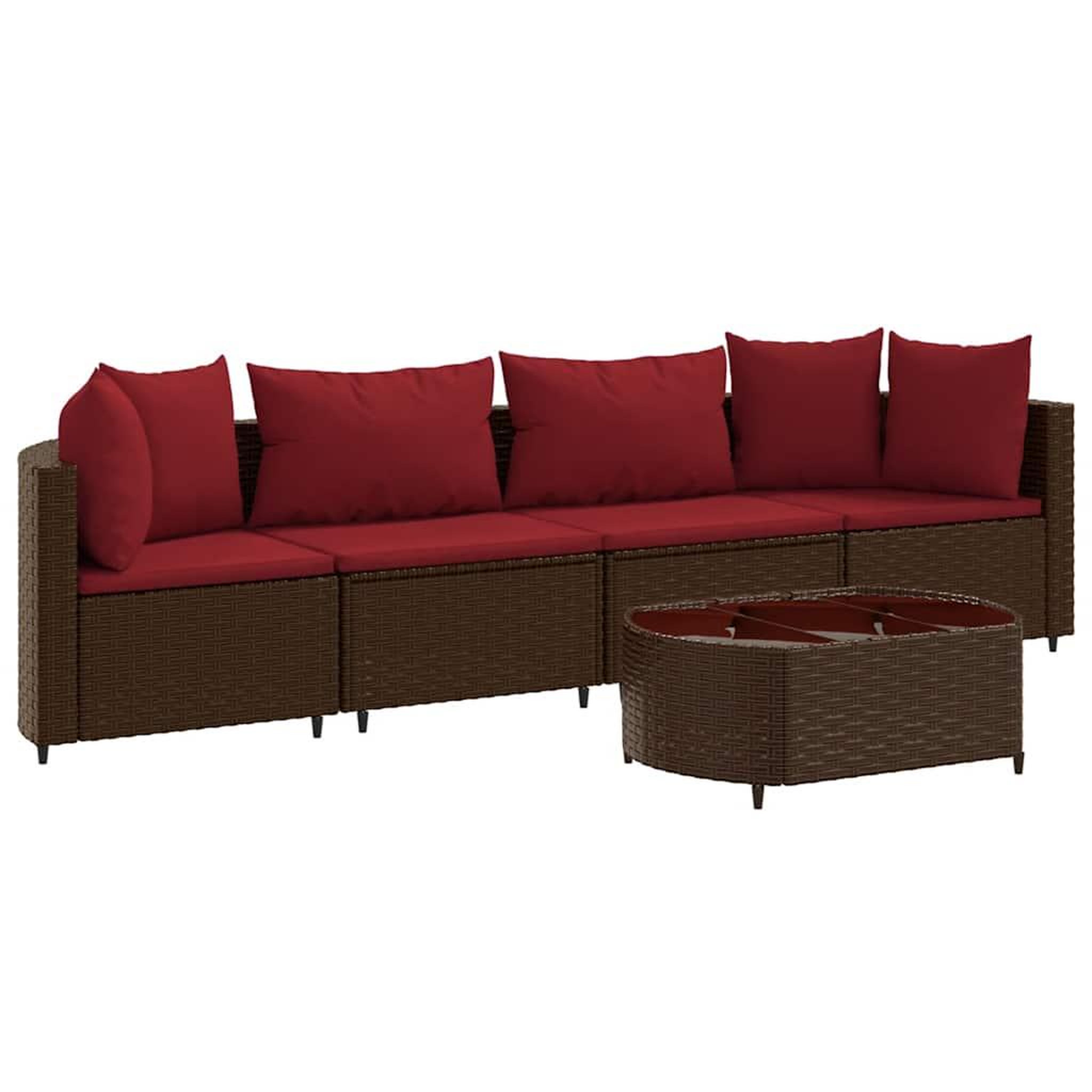 Voir la diapositive 2 : VIDAXL Salon de jardin avec coussins 5 pcs marron resine tressee
