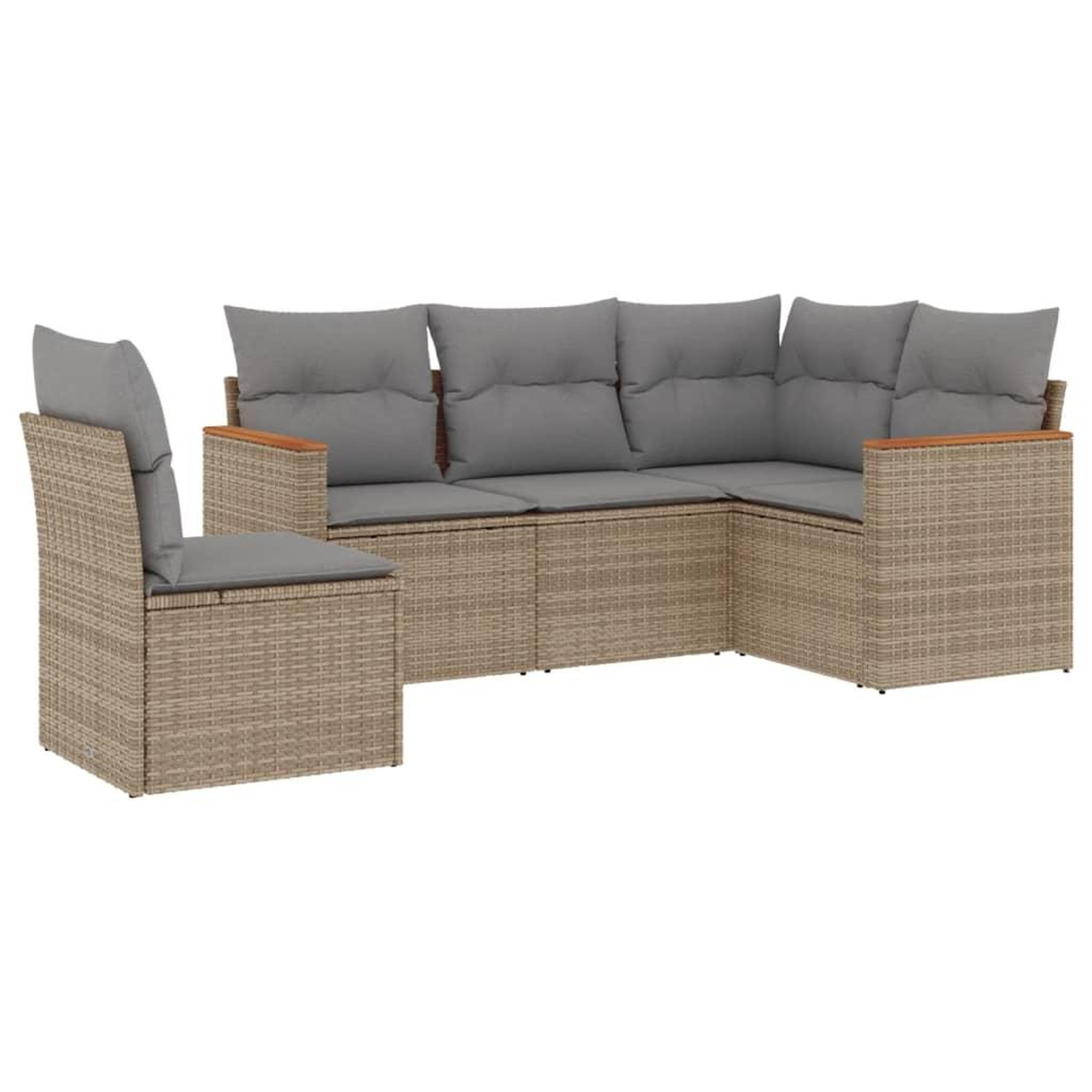 Voir la diapositive 2 : VIDAXL Salon de jardin avec coussins 5 pcs beige resine tressee