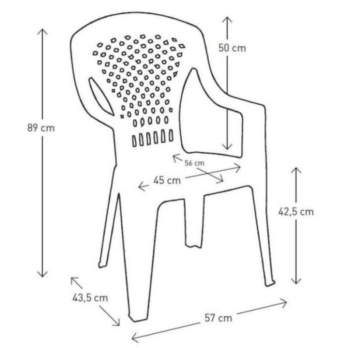 MARKET24 Lot de 4 Fauteuils de jardin monobloc empilable Capri - 56 x 58 x 90 cm - Blanc