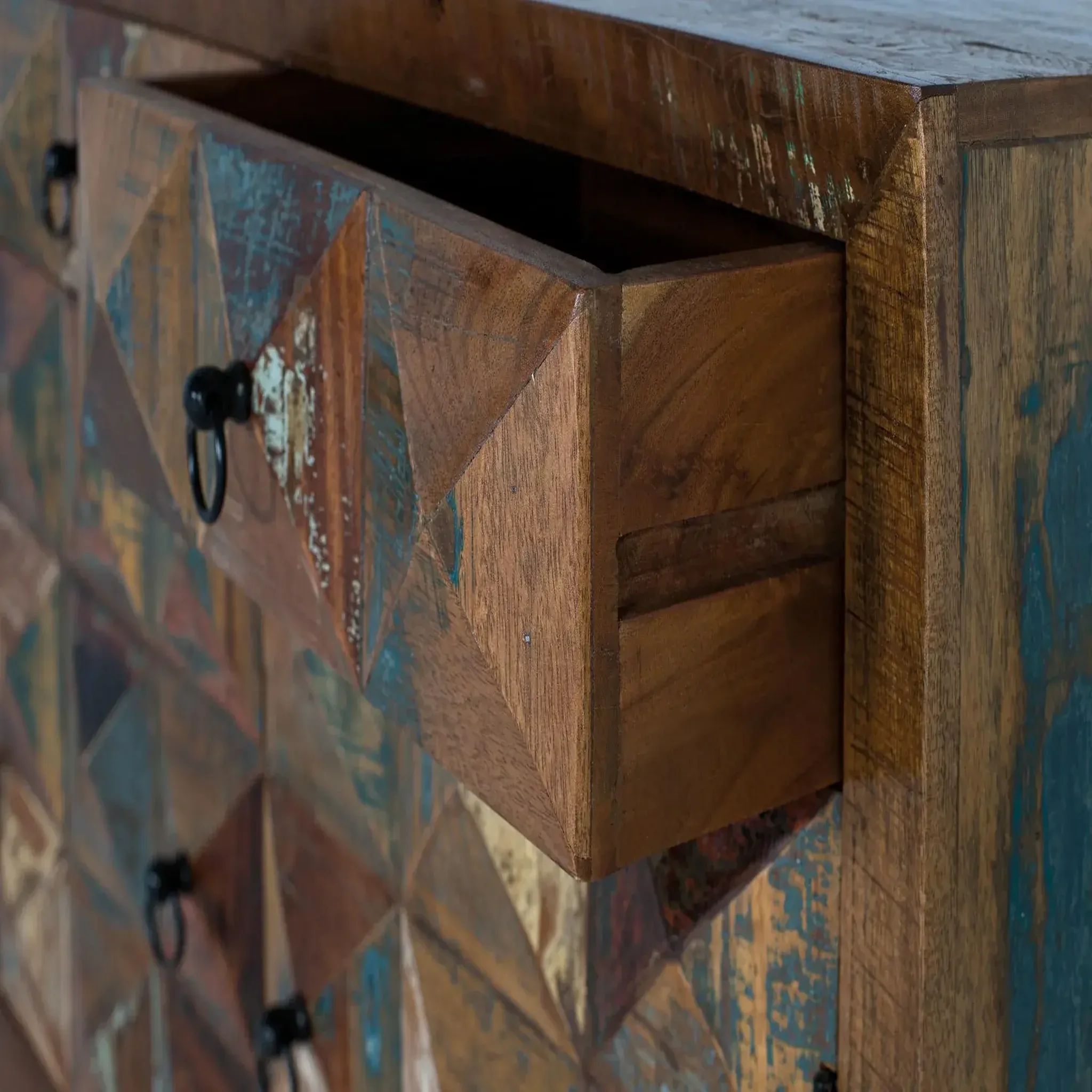 Voir la diapositive 5 : GINER Y COLOMER SL Console en bois recyclé 100 cm style industriel moderne