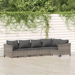 VIDAXL Salon de jardin 5 pcs avec coussins Gris Resine tressee