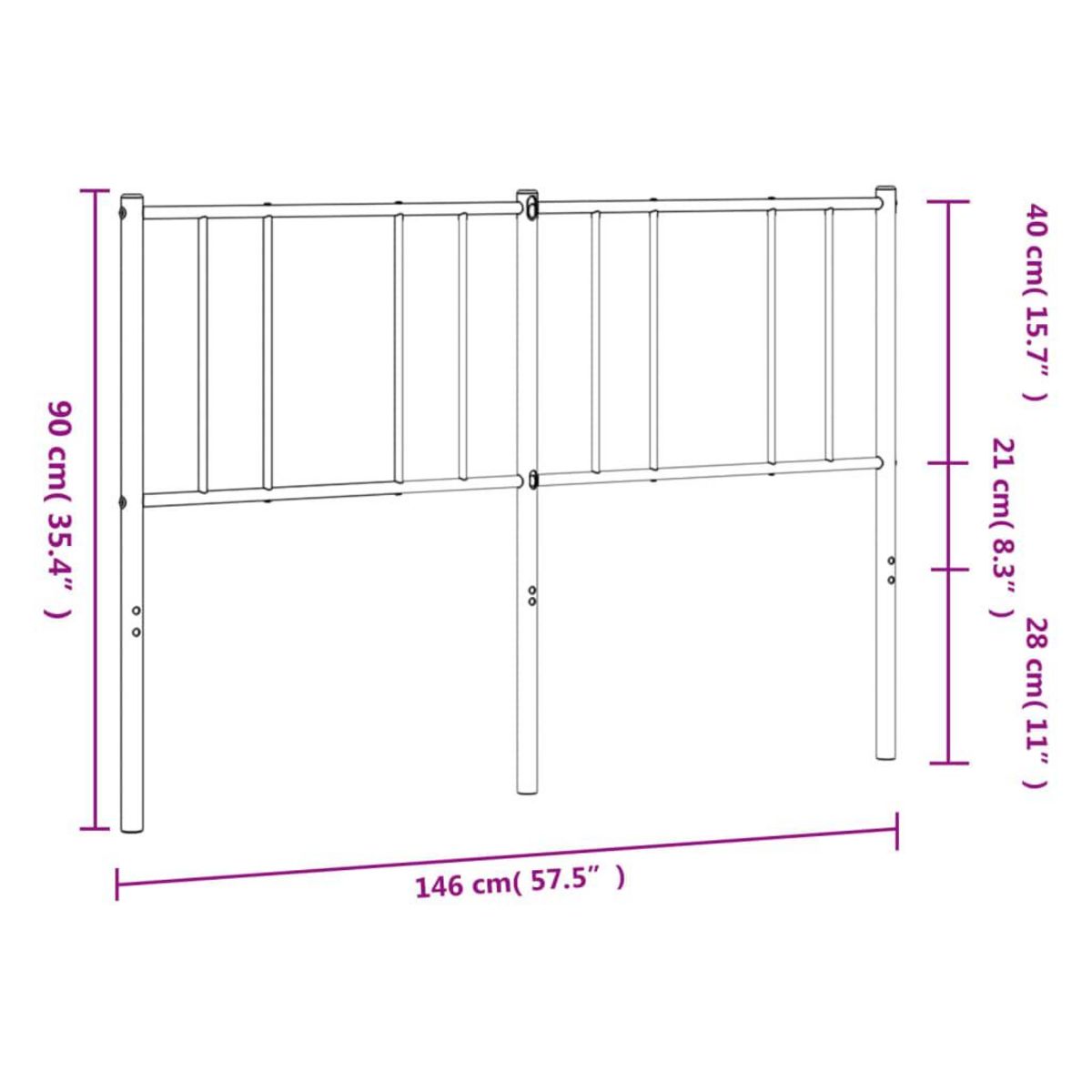VIDAXL Tete de lit metal noir 140 cm