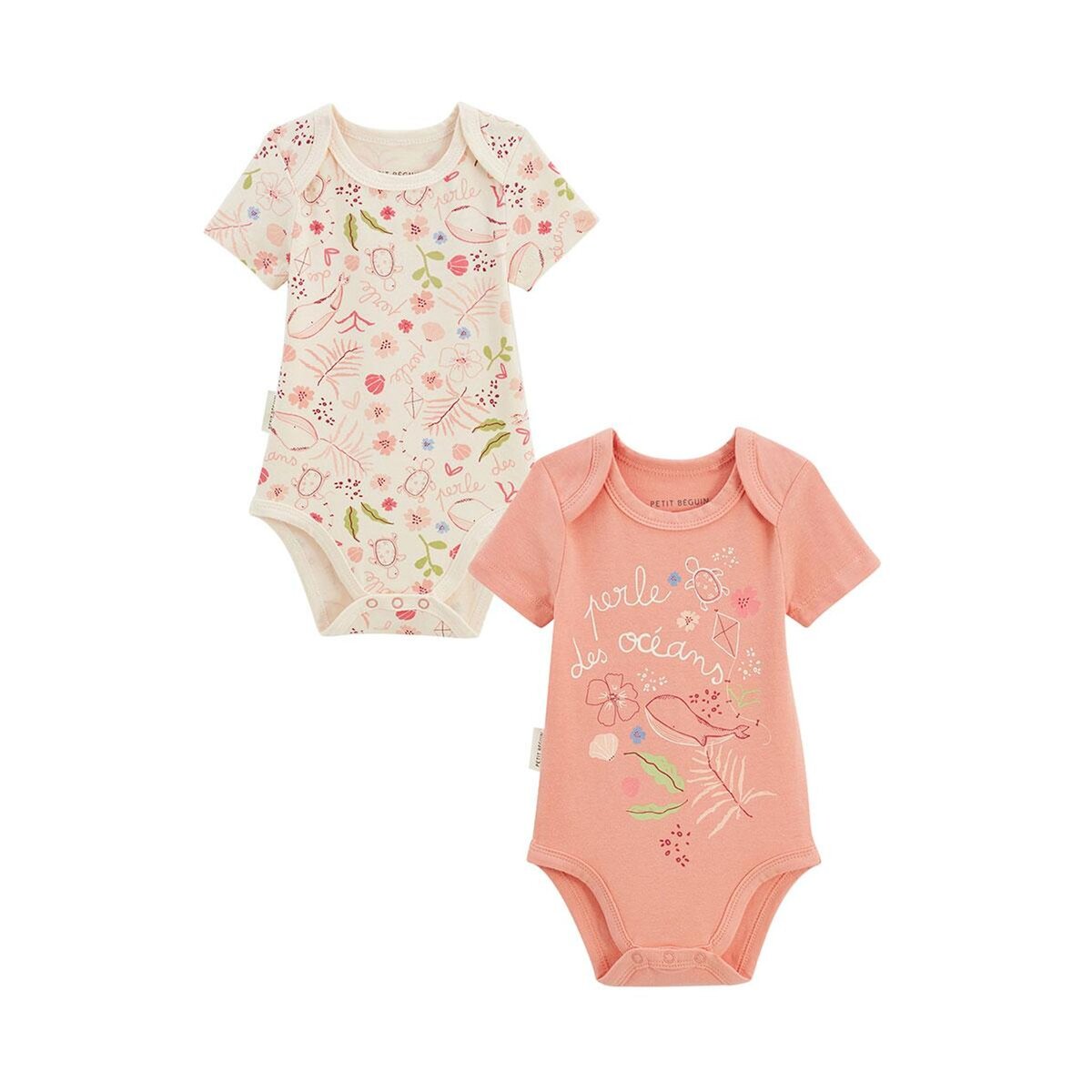 Petit Béguin Lot de 2 bodies bébé manches courtes Santa Giulia