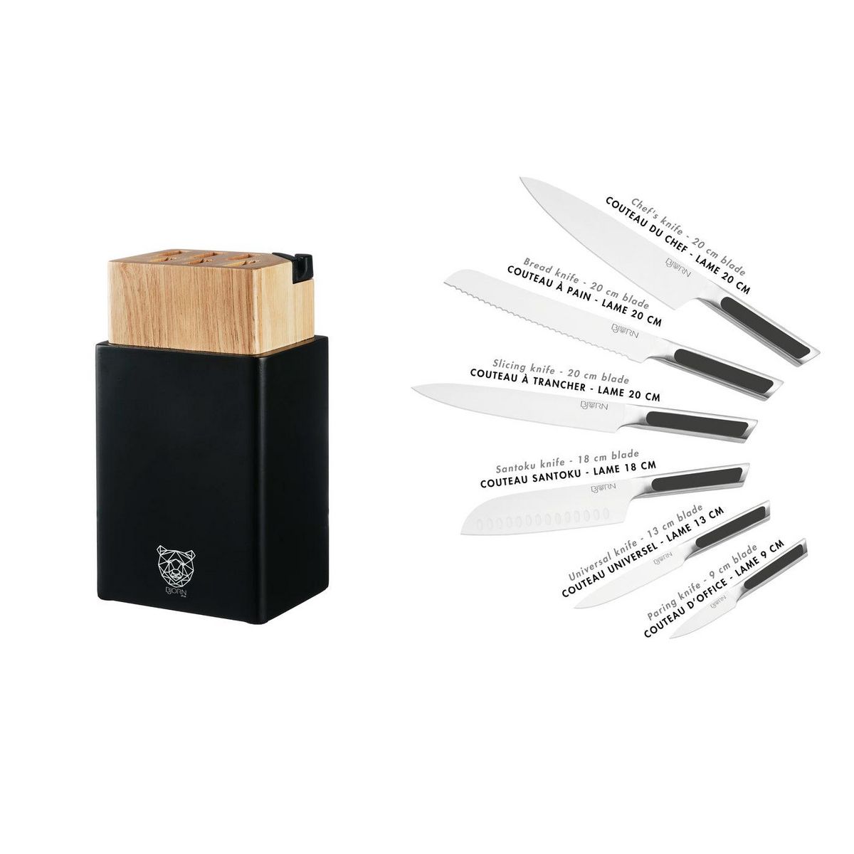 BJORN Bloc couteaux de cuisine LOKI PORVOO - 8 pièces