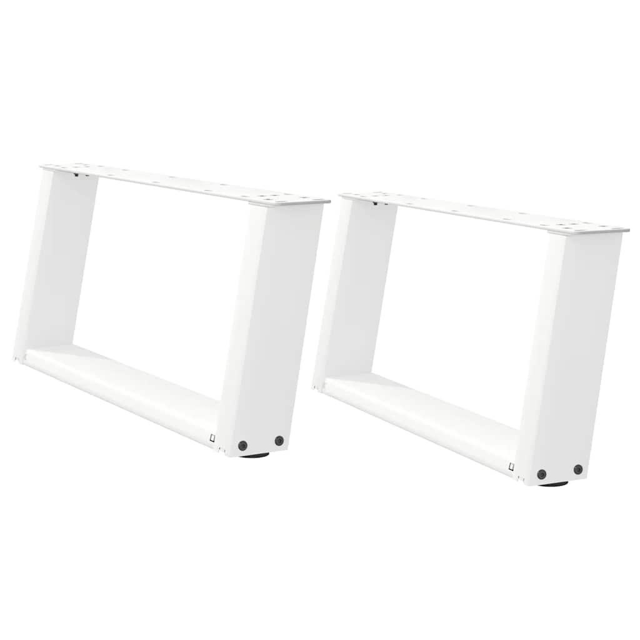 Voir la diapositive 2 : VIDAXL Pieds de table basse forme de U 2 pcs blanc 60x(30-31) cm acier