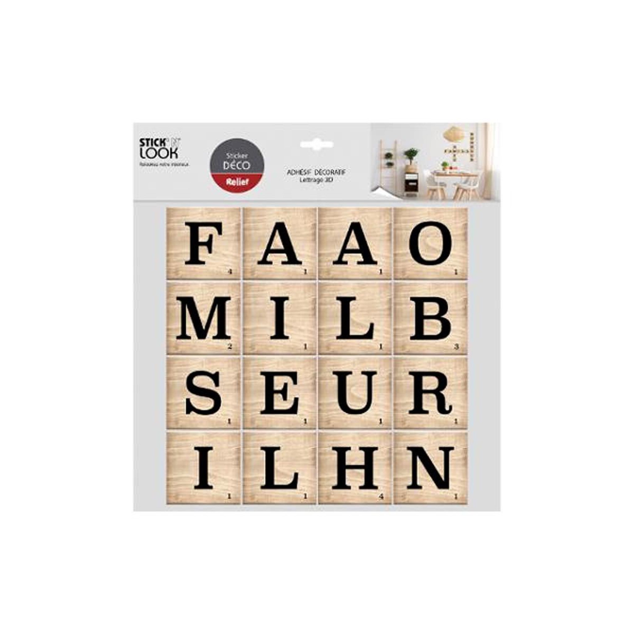 Voir la diapositive 2 : Stick'n Look Sticker relief  lettres  41x41cm noir