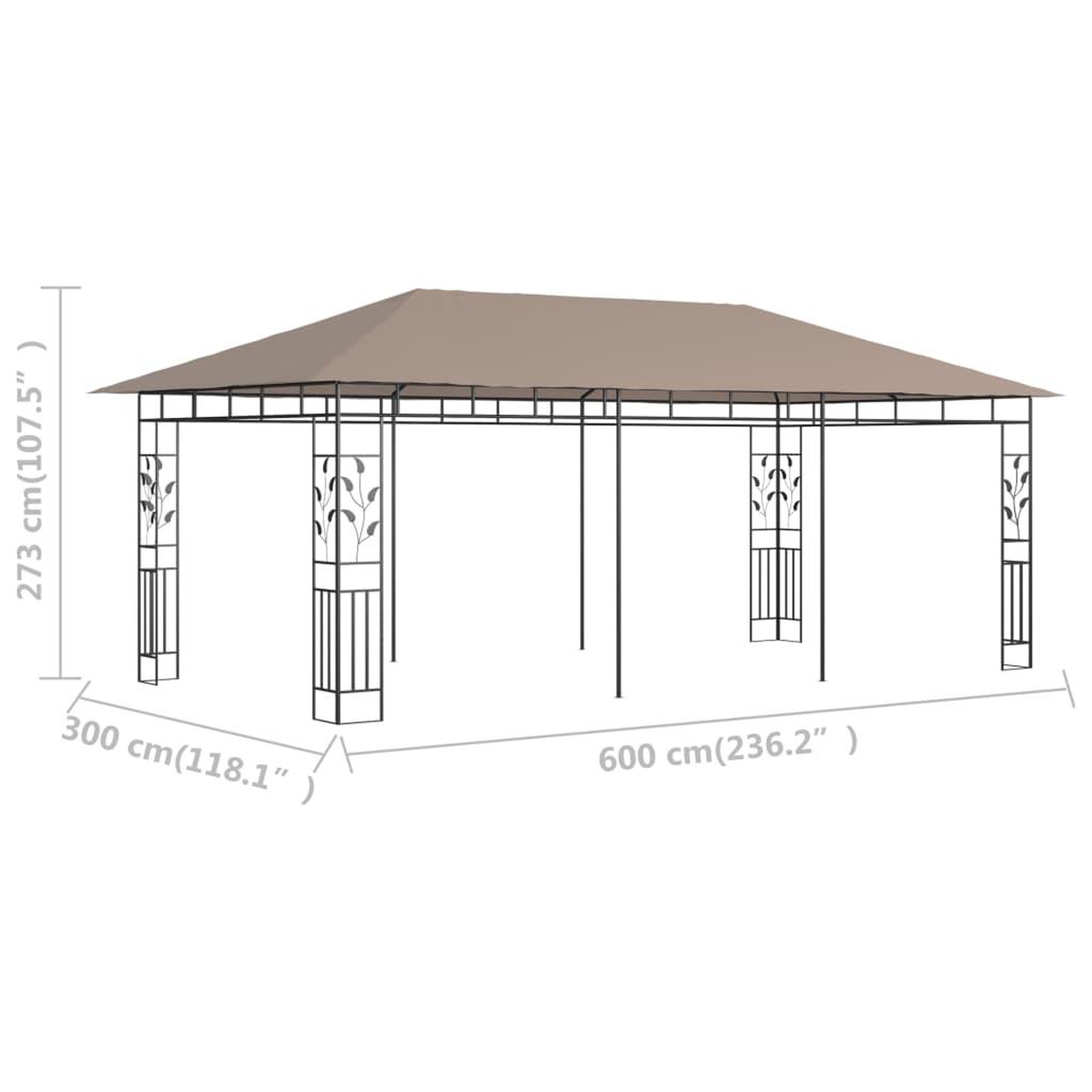 Voir la diapositive 6 : VIDAXL Belvedere avec moustiquaire 6x3x2,73 m Taupe 180 g/m^2