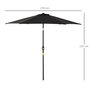 Voir la diapositive 3 : OUTSUNNY Parasol inclinable de jardin balcon terrasse manivelle toile polyester imperméabilisée haute densité 180 g/m² Ø2,7 x 2,35H m alu noir