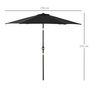 Voir la diapositive 3 : OUTSUNNY Parasol inclinable de jardin balcon terrasse manivelle toile polyester imperméabilisée haute densité 180 g/m² Ø2,7 x 2,35H m alu noir