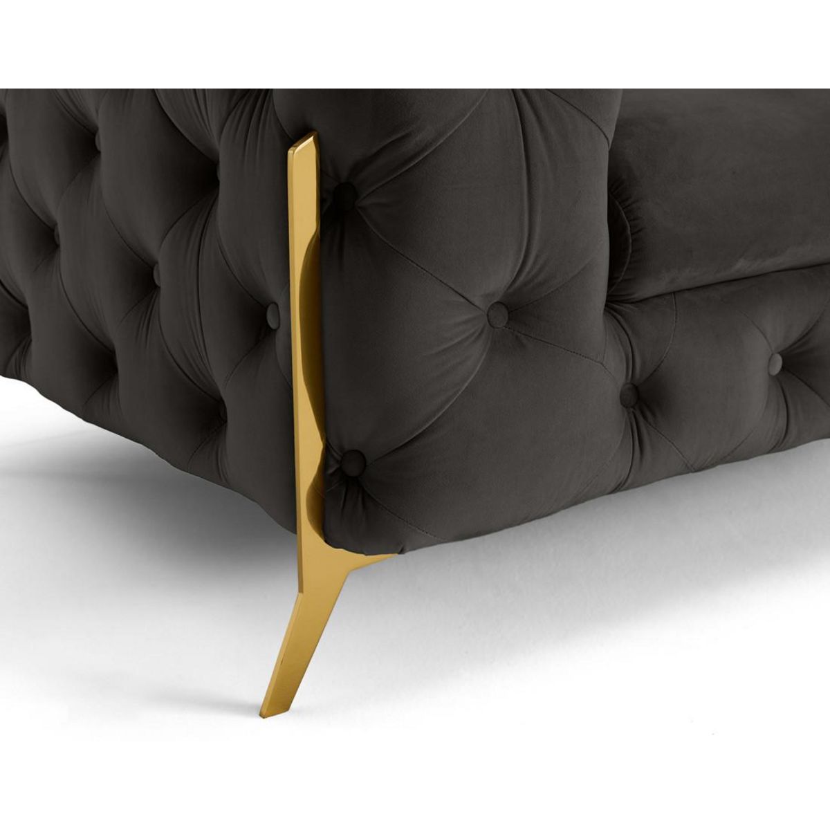 LISA DESIGN Camden - fauteuil chesterfield en velours - pieds en métal doré