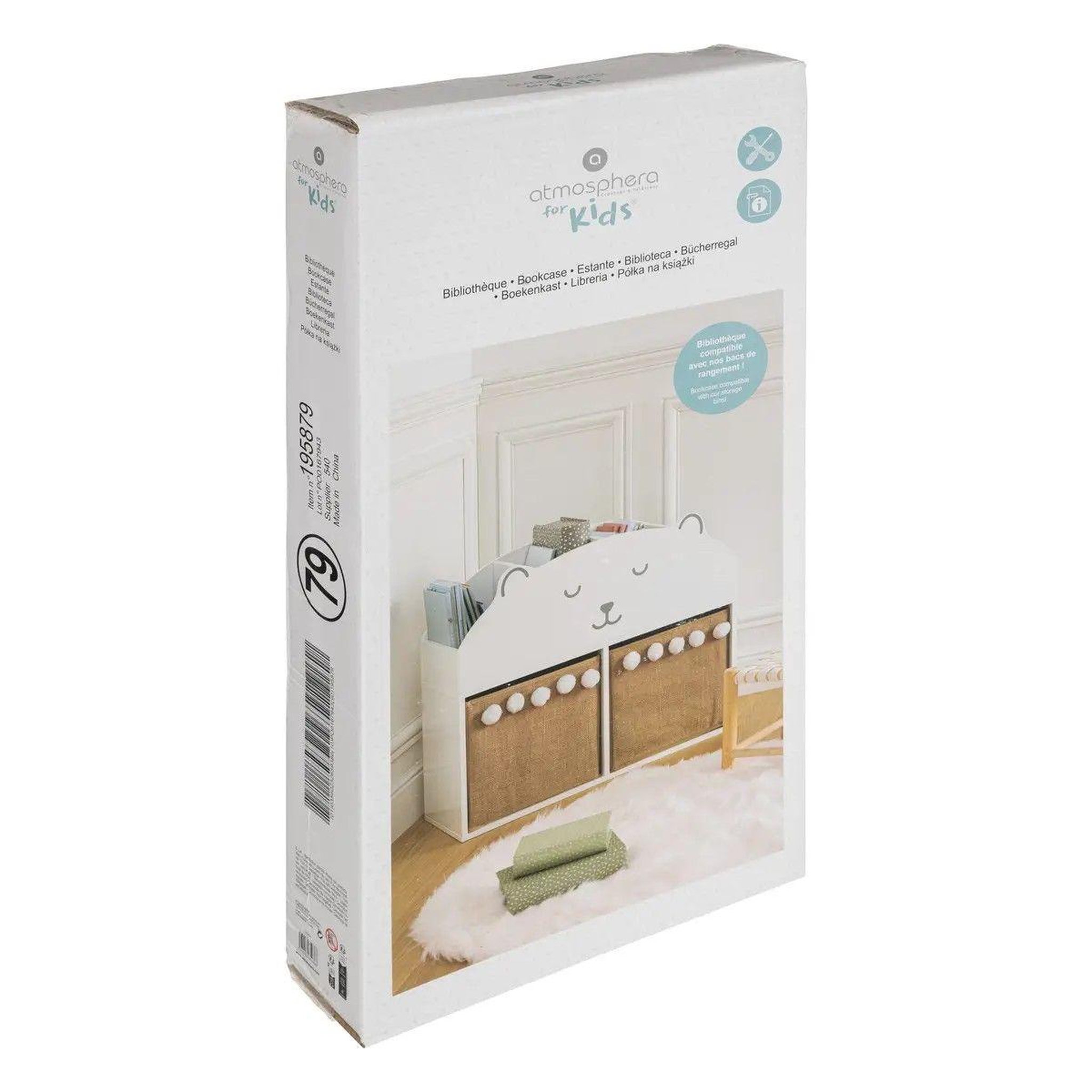 Voir la diapositive 4 : Atmosphera Kids Bibliothèque enfant  ourson  64cm blanc