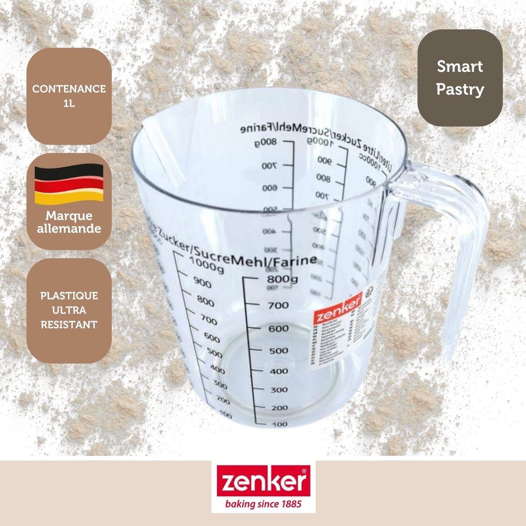 Voir la diapositive 2 : ZENKER Verre doseur 1 litre zenker smart pastry