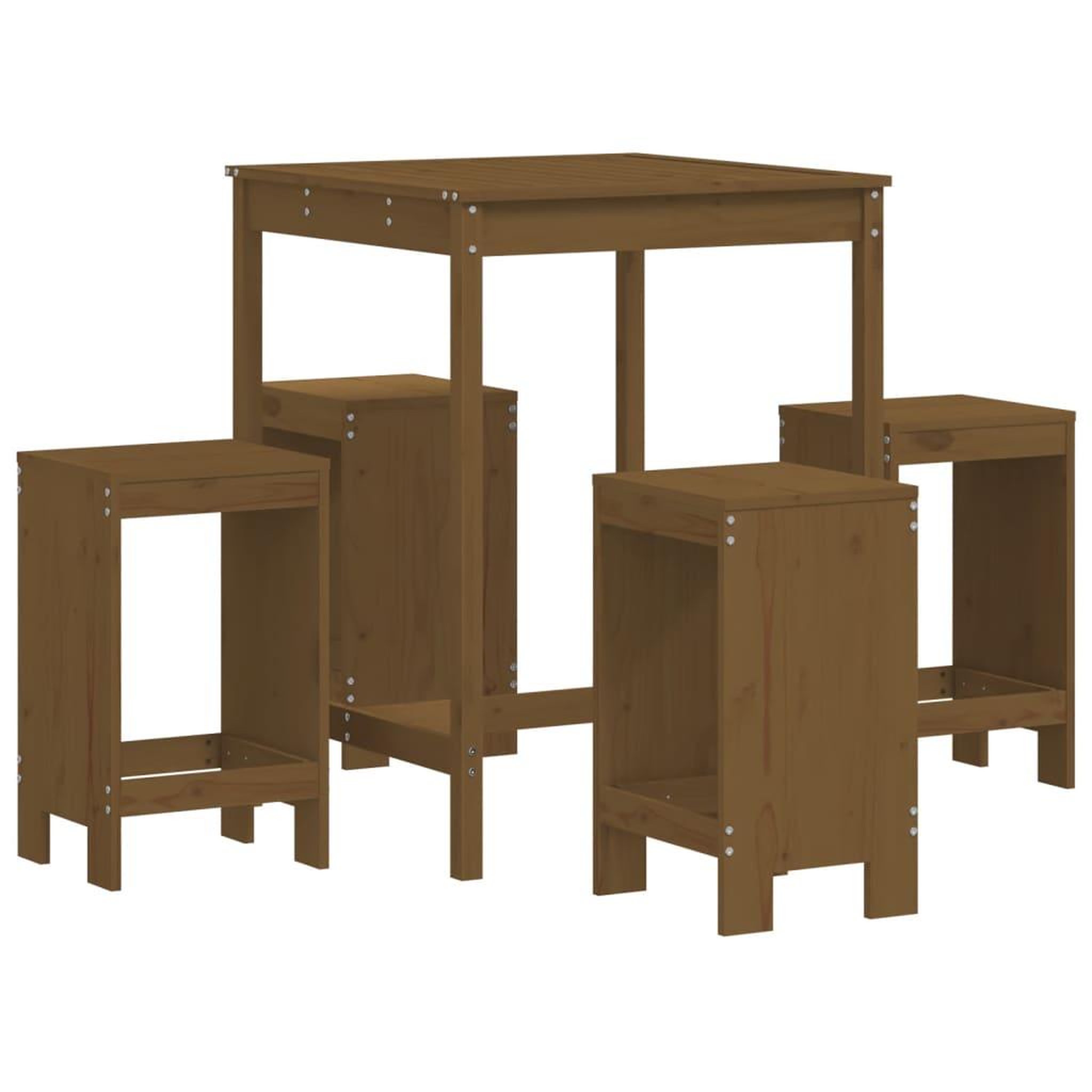 Voir la diapositive 2 : VIDAXL Ensemble de bar de jardin 5 pcs marron miel bois de pin massif